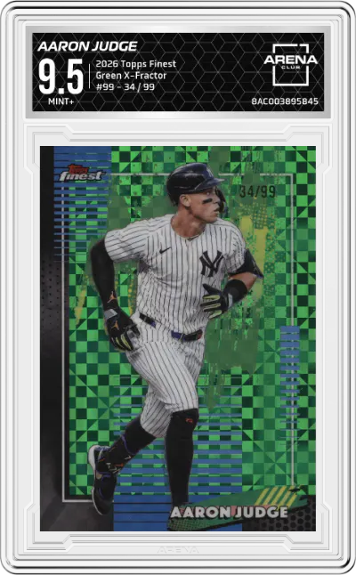 2026 Topps Finest Aaron Judge Green X-Fractor #99 ARENA CLUB 9.5