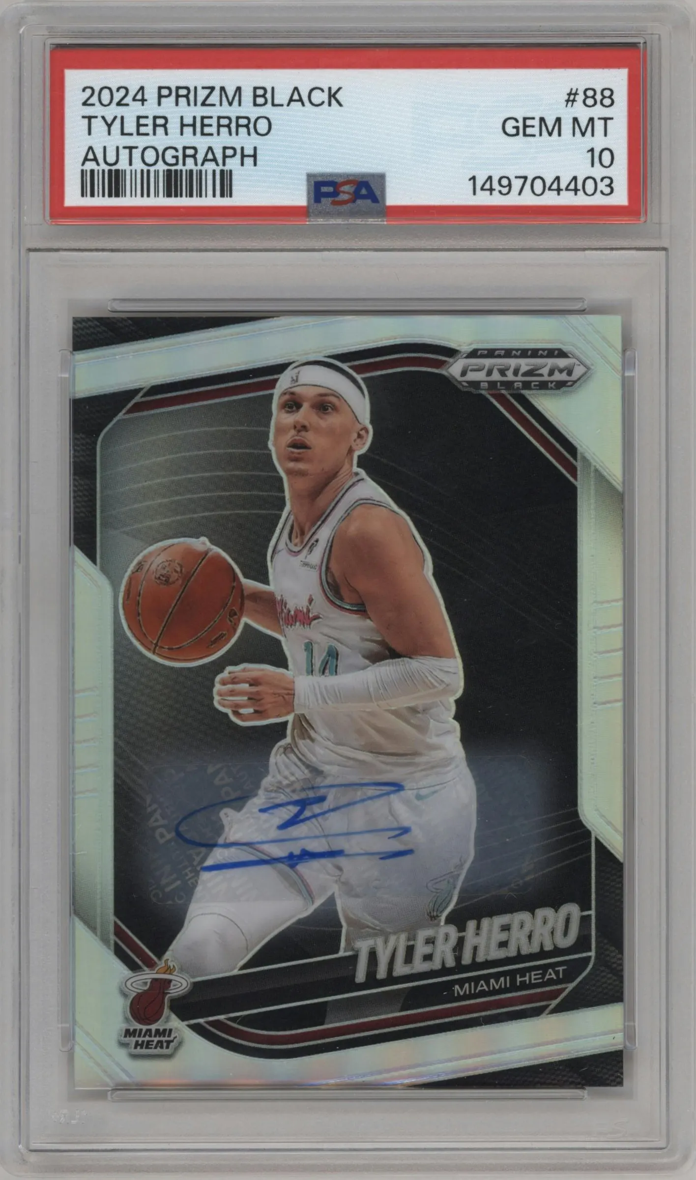 2024 Panini Prizm Black Auto Tyler Herro #88 PSA 10