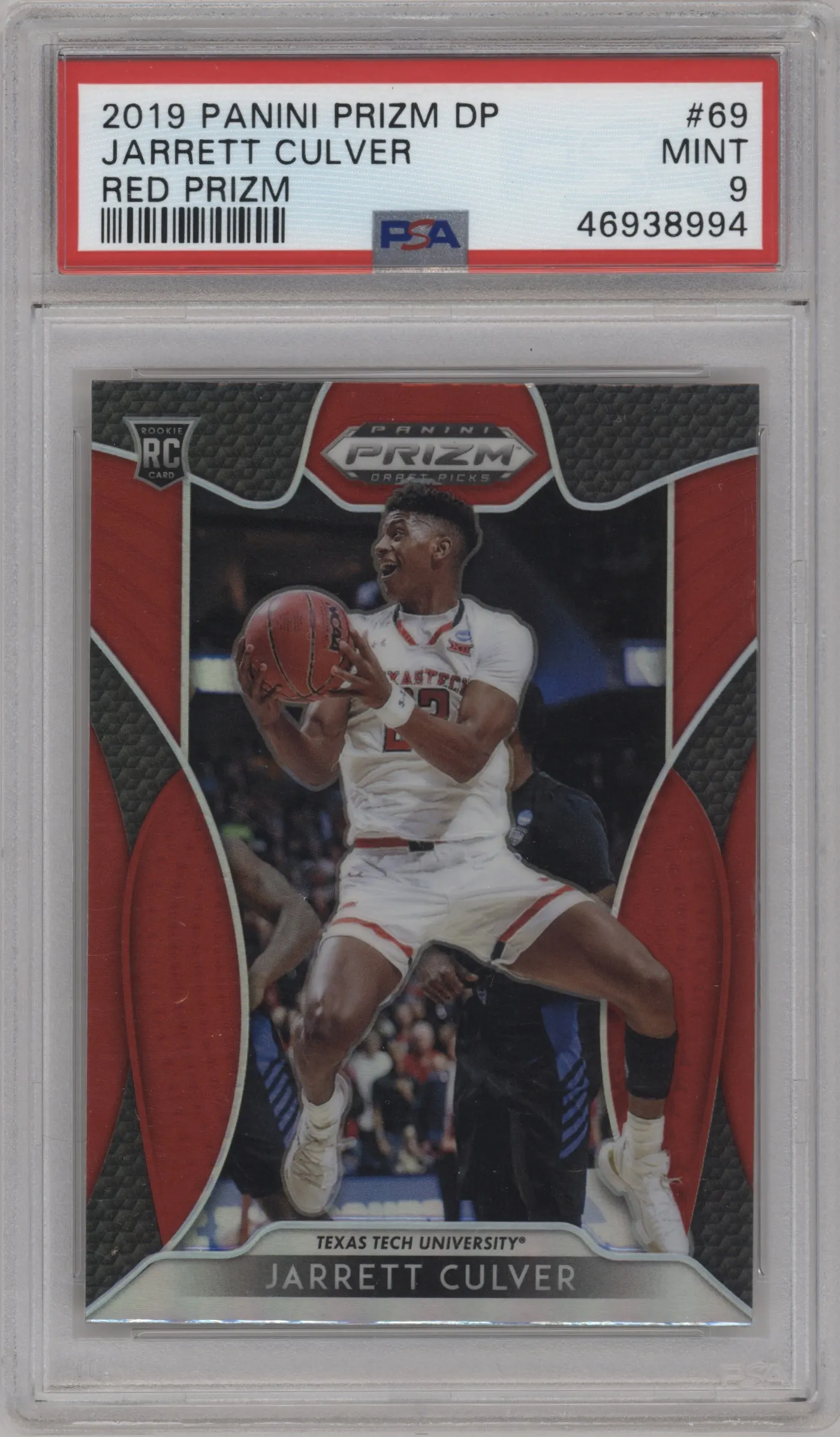 2019 Panini Prizm Draft Picks Jarrett Culver Red Prizm #69 PSA 9