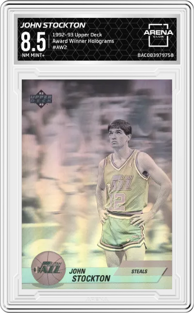 1992 Upper Deck Award Winner Holograms John Stockton #AW2 ARENA CLUB 8.5