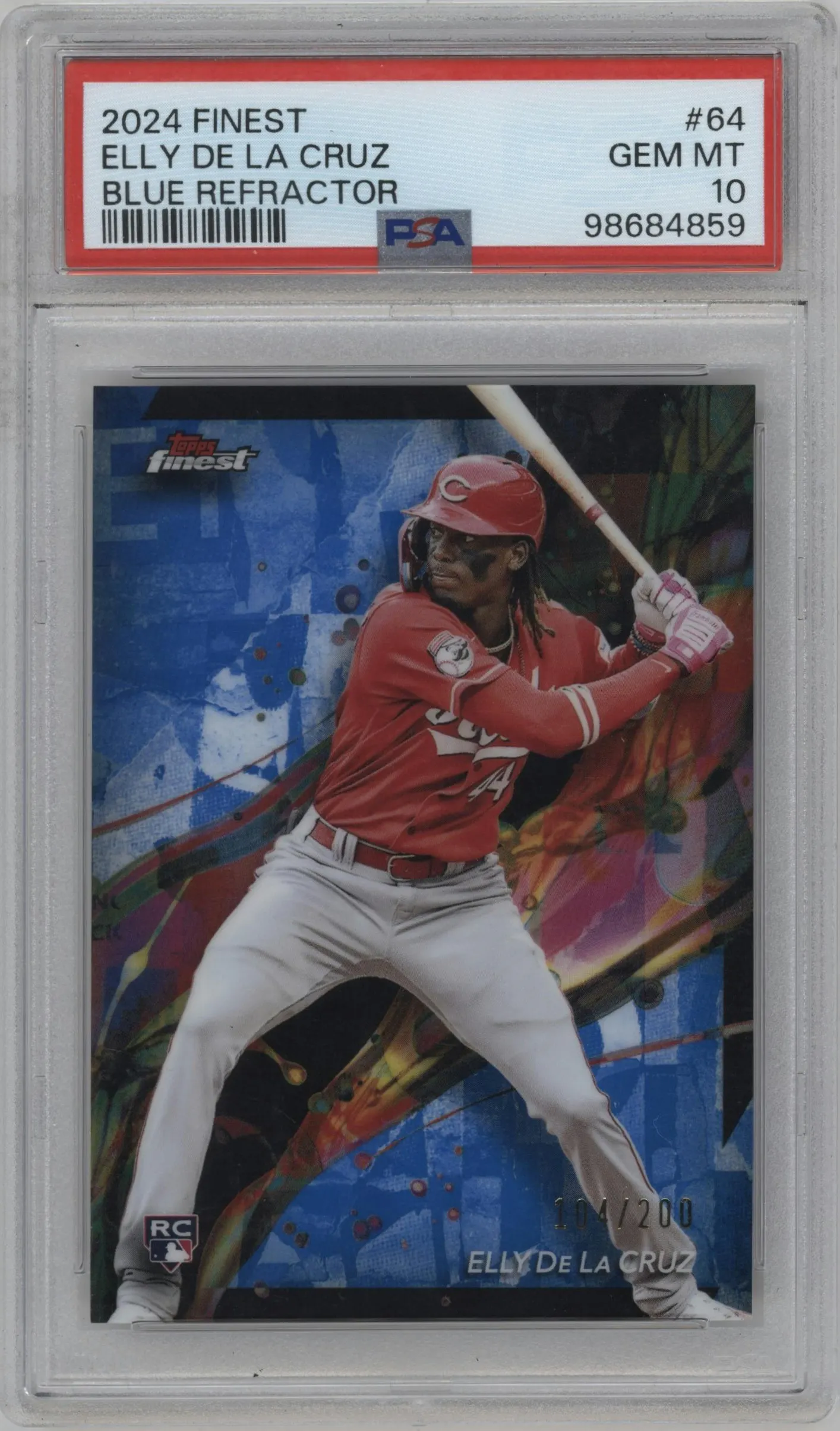 2024 Topps Finest Elly De La Cruz Blue Refractor #64 PSA 10