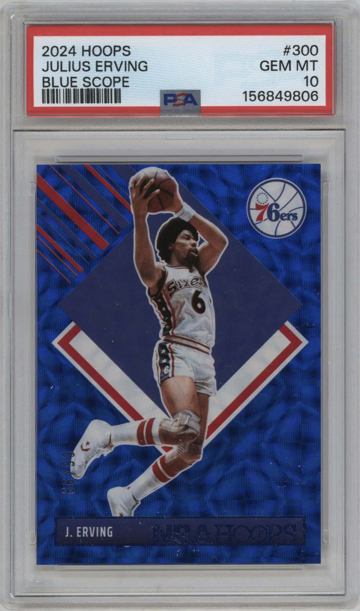 2024 Panini NBA Hoops Hoops Tribute Julius Erving Blue Scope Premium PSA 10