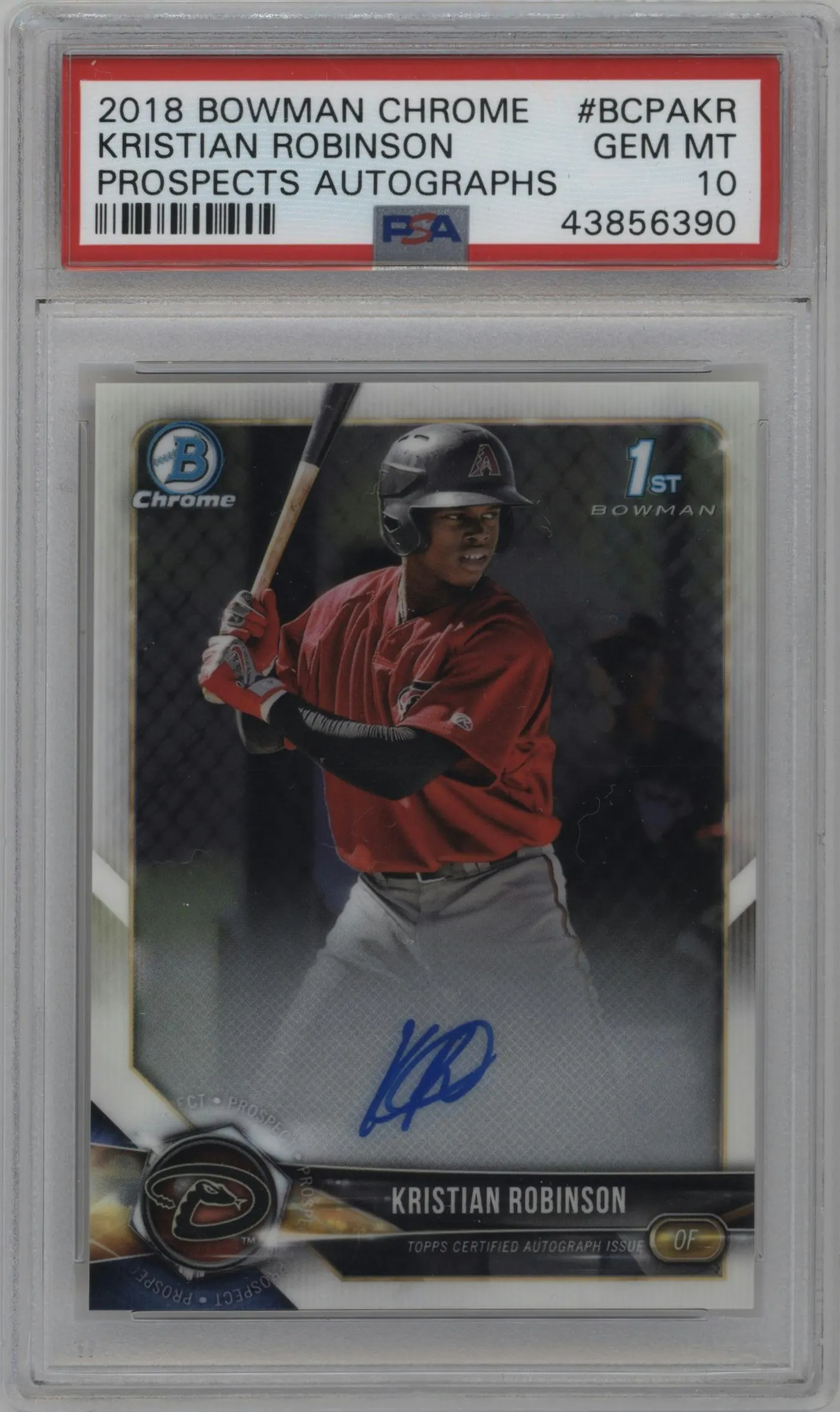2018 Bowman Chrome Pros.Auto Kristian Robinson PSA 10