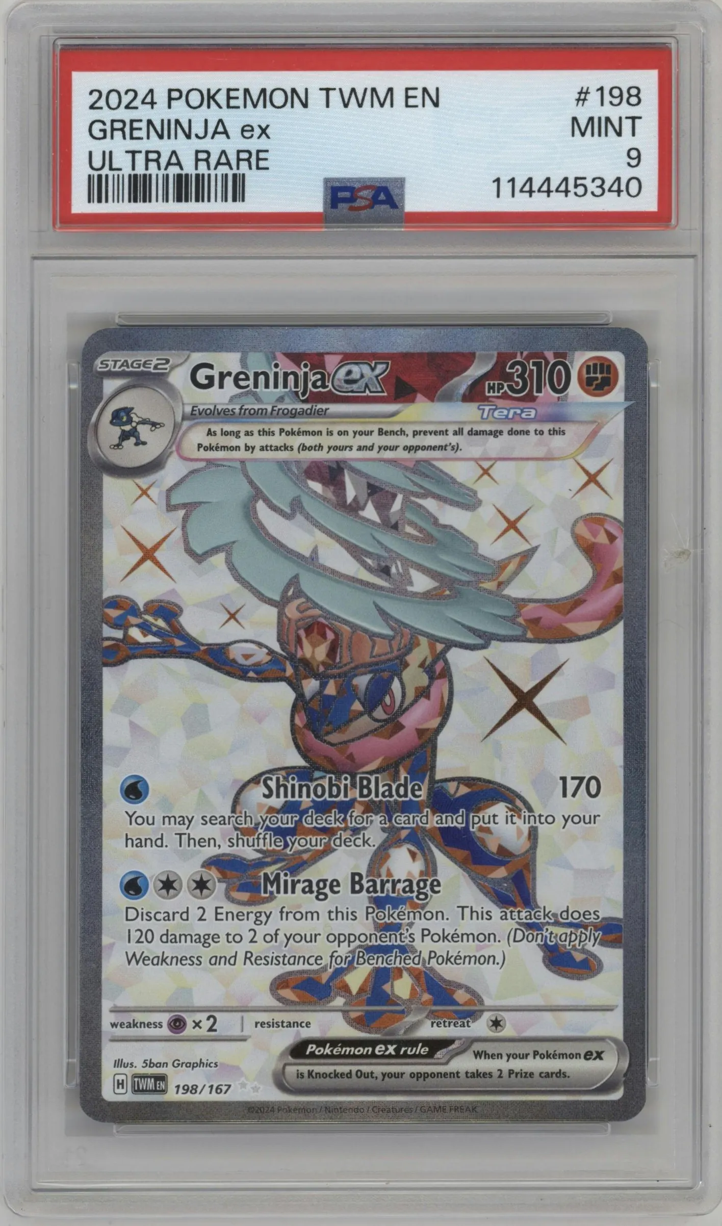 2024 Pokemon SV Twilight Masquerade Greninja ex #198 PSA 9