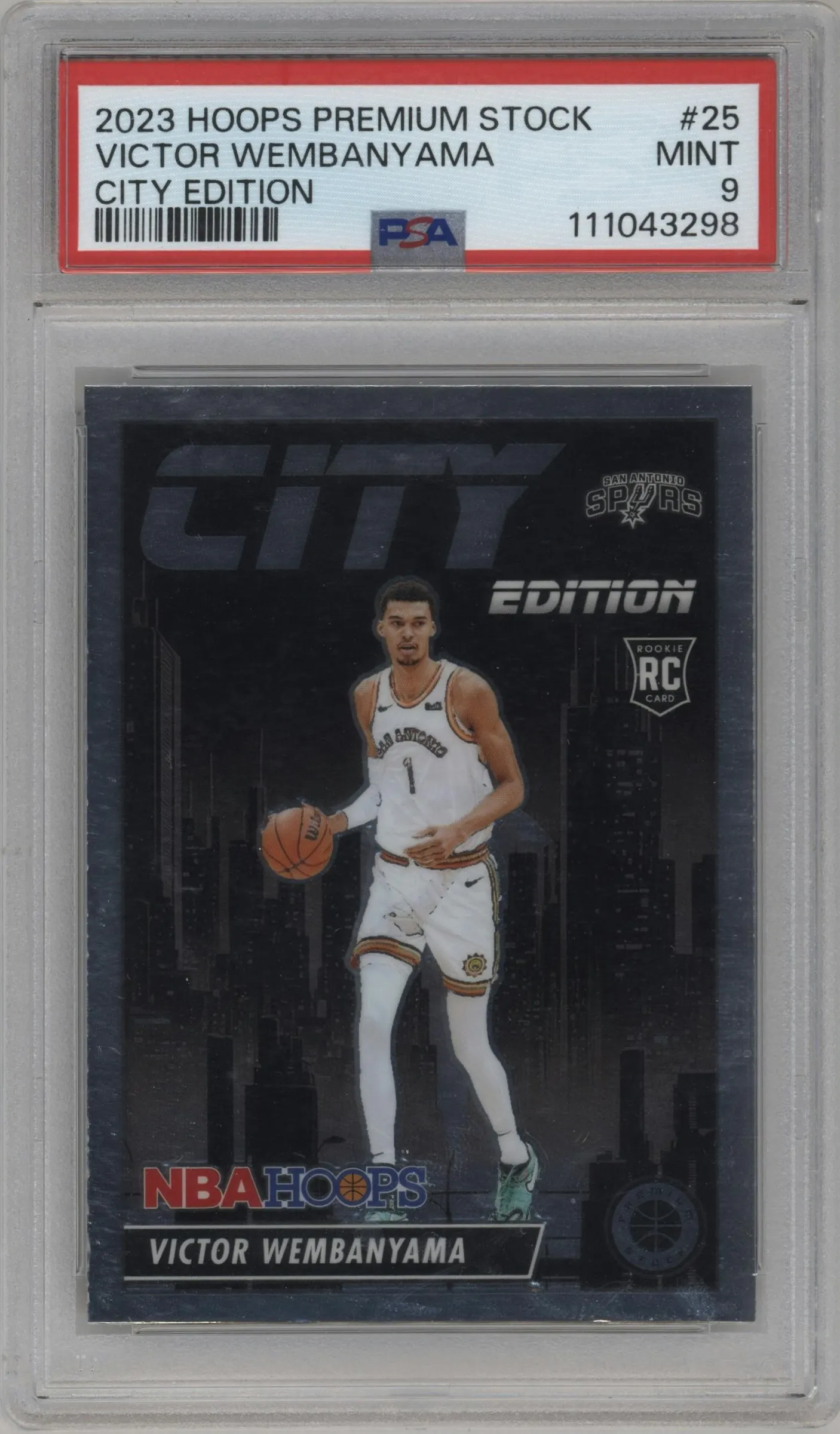 2023 Panini Hoops Premium Stock City Edition Victor Wembanyama #25 PSA 9