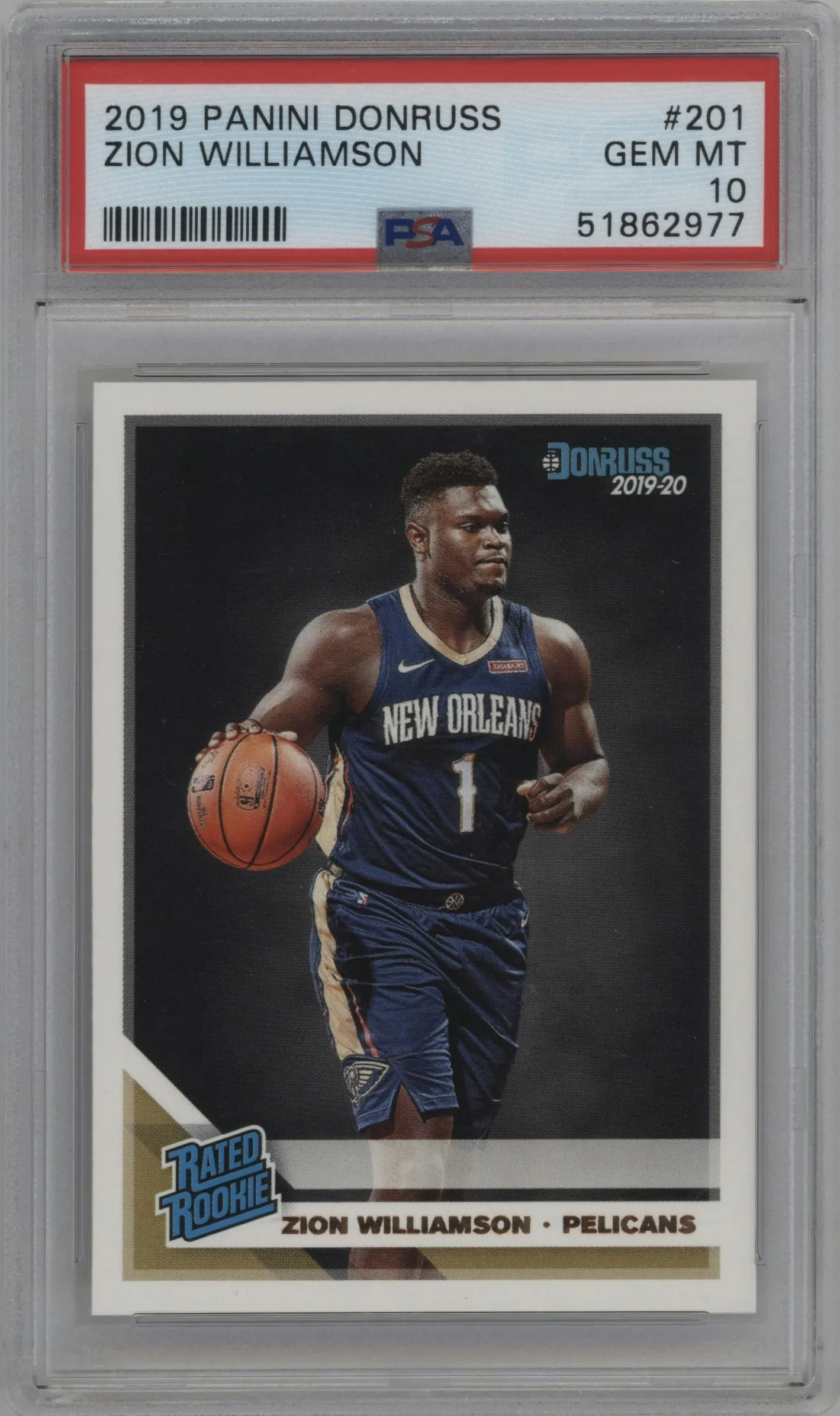 2019 Panini Donruss Rated Rookie Zion Williamson #201 PSA 10