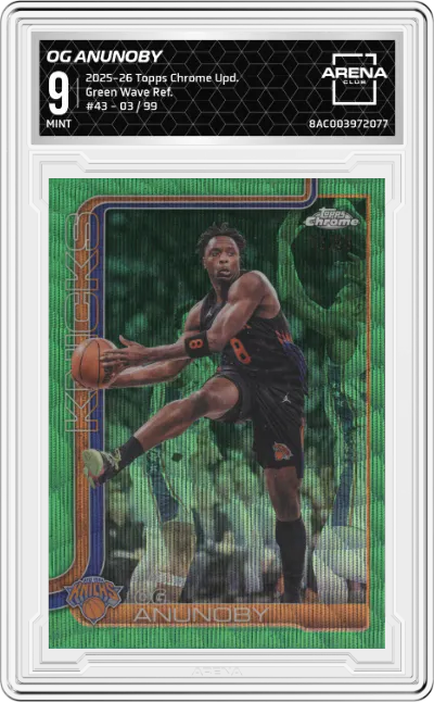 2025 Topps Chrome Update OG Anunoby Green Wave Refractor ARENA CLUB 9