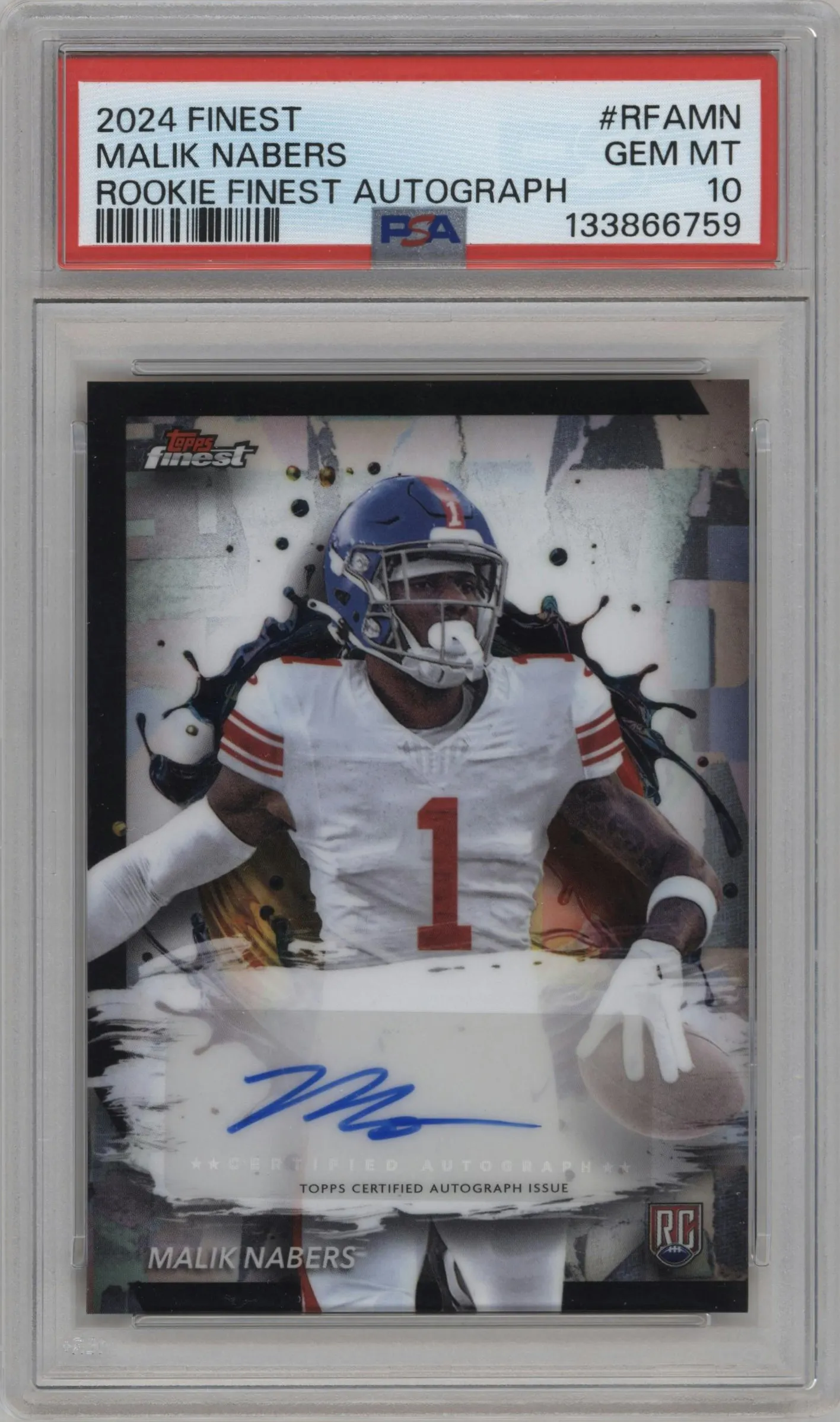 2024 Finest Rke.Auto Malik Nabers #RFA-MN PSA 10