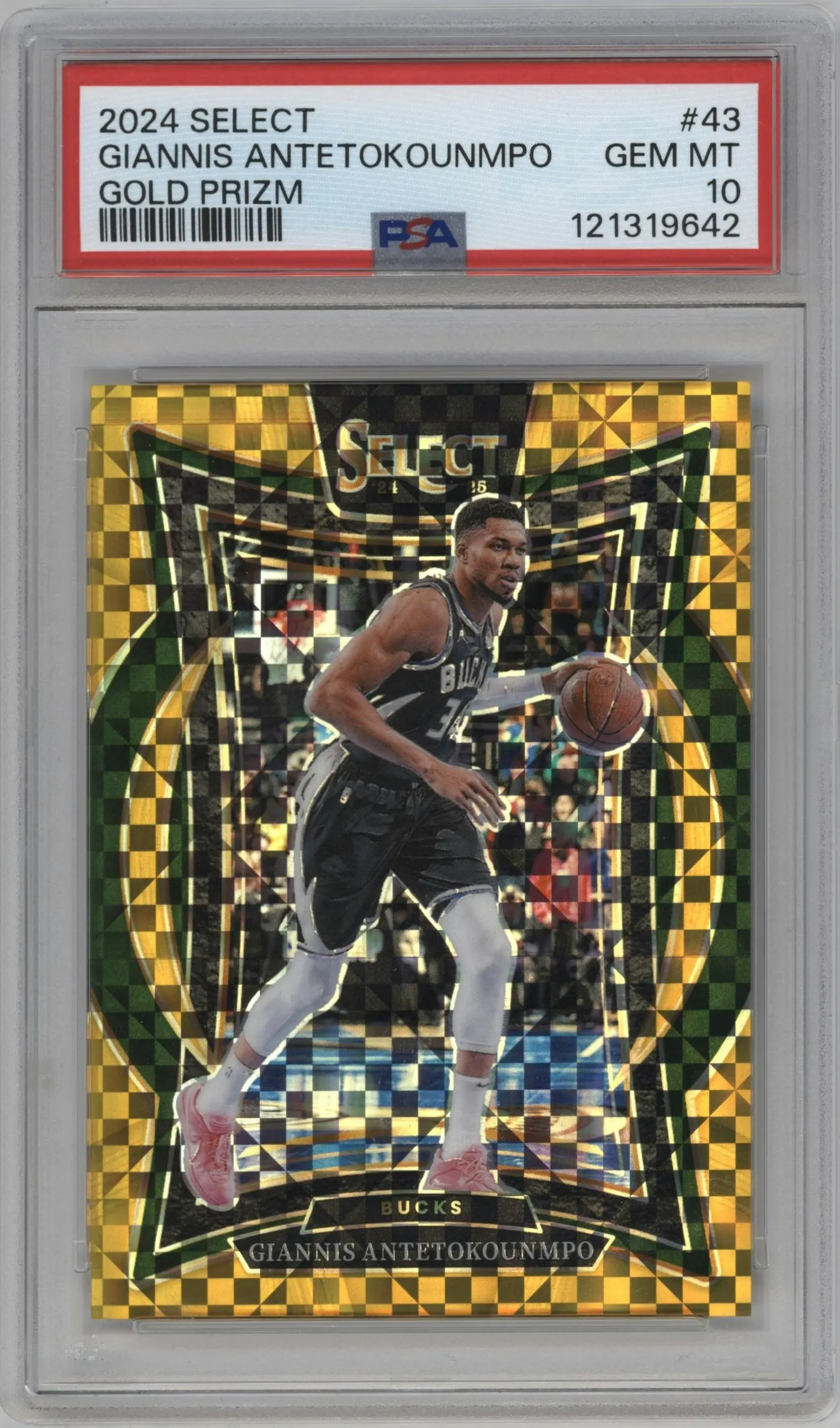 2024 Panini Select Giannis Antetokounmpo Gold Prizm #43 PSA 10