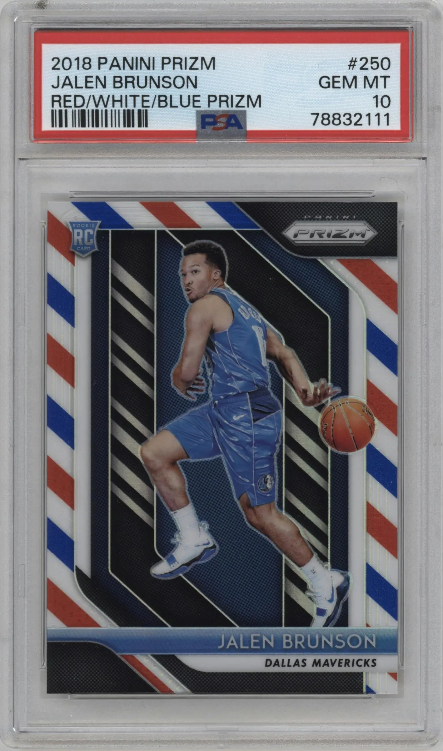 2018 Panini Prizm Jalen Brunson Red White Blue Prizm #250 PSA 10