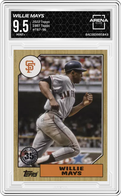 2022 Topps  Series 1 Topps Series 1 1987 Topps Willie Mays #T87-96 ARENA CLUB 9.5