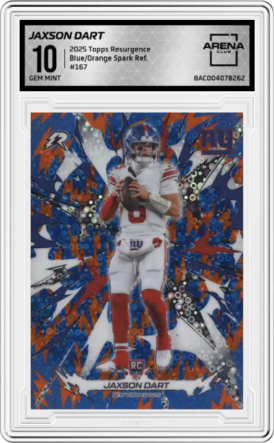 2025 Topps Resurgence Jaxson Dart Blue & Orange Spark Refractor #167 ARENA CLUB 10