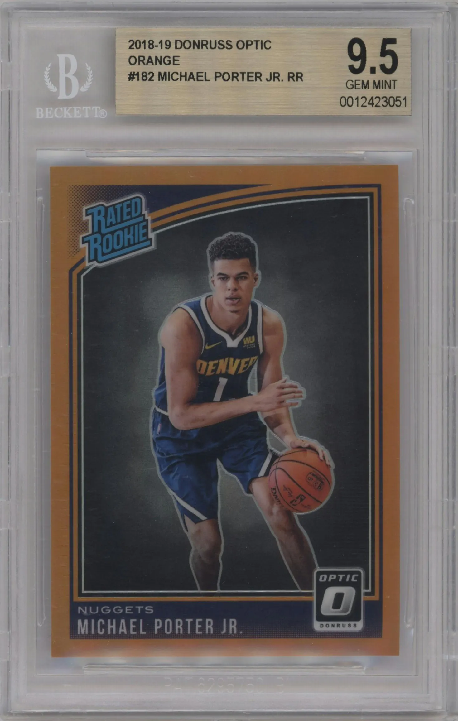 2018 Panini Donruss Optic Rated Rookie Michael Porter Jr. Orange BGS 9.5