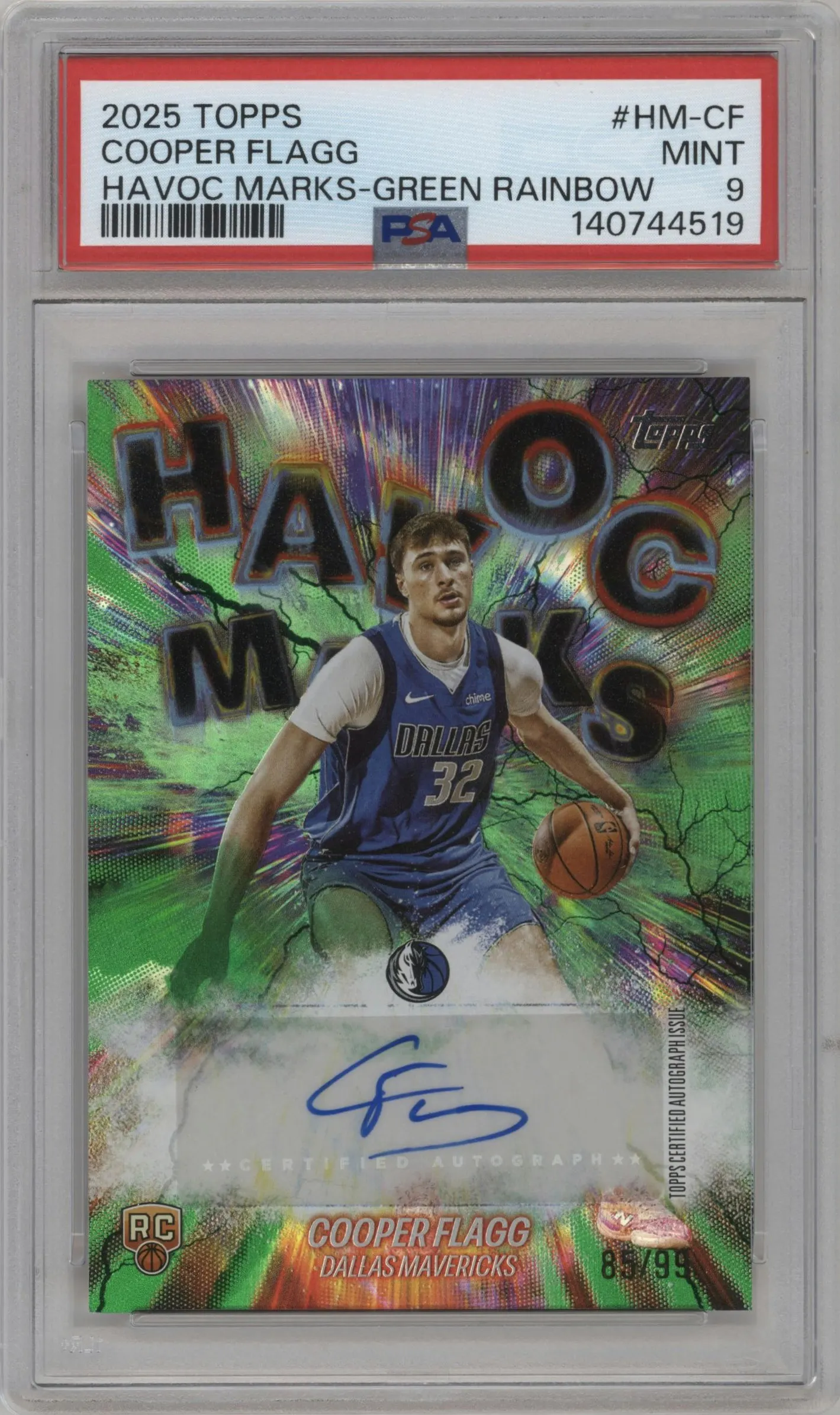 2025 Topps Havoc Marks Cooper Flagg Green Rainbow #HM-CF PSA 9