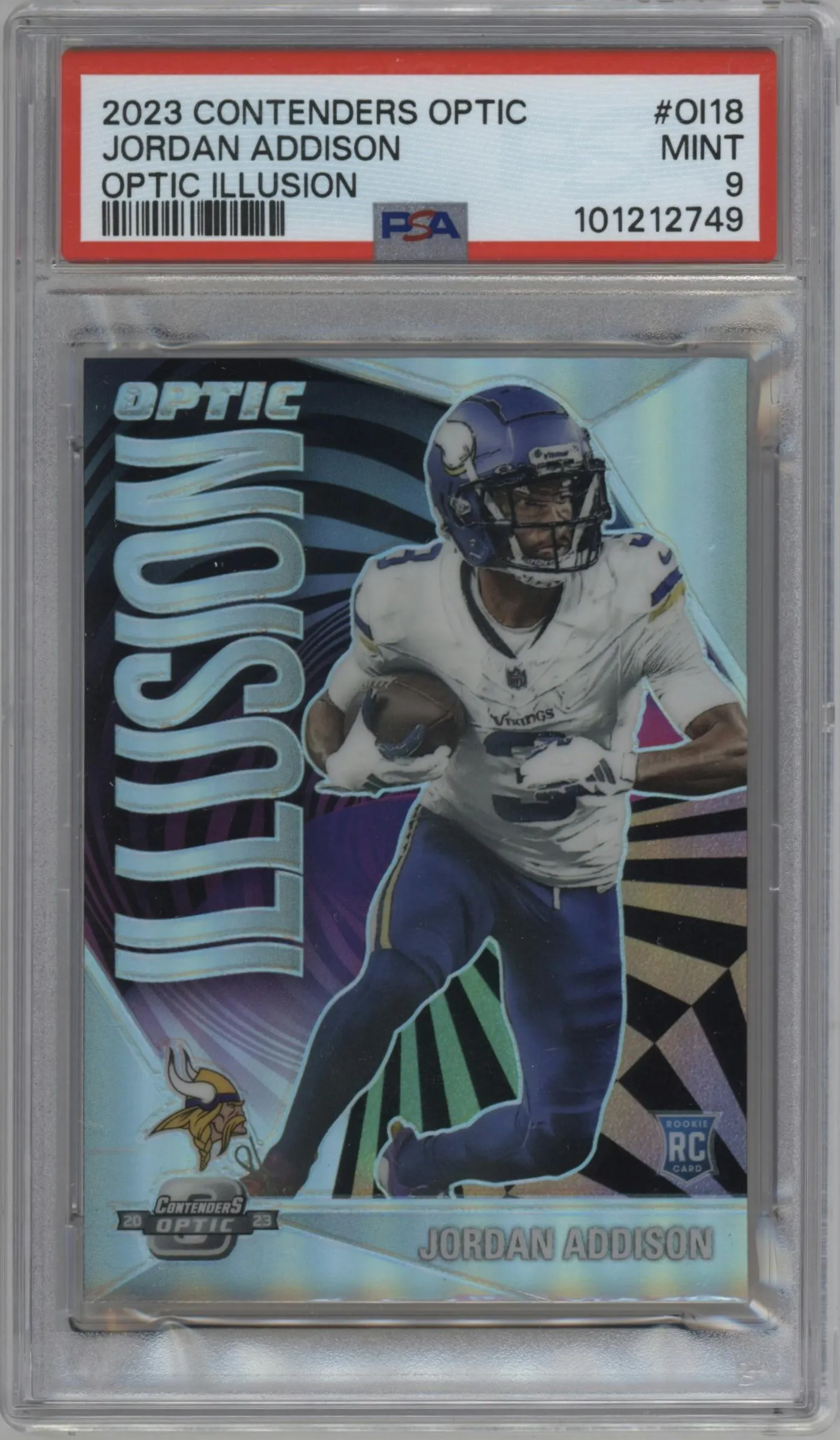 2023 Panini Contenders Optic Optic Illusion Jordan Addison PSA 9