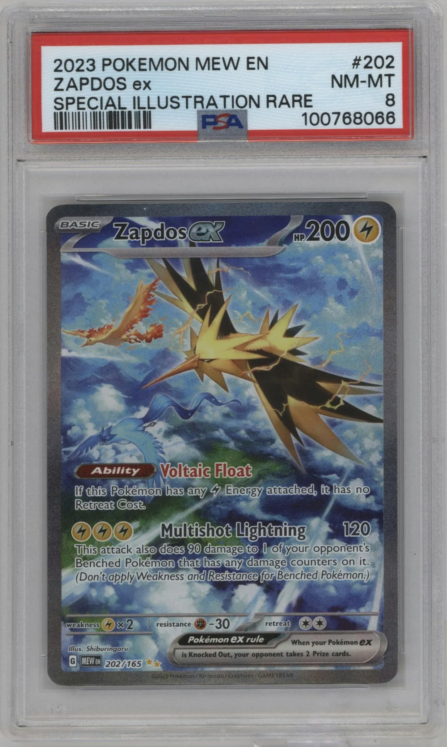 2023 Pokemon SV Zapdos ex #202 PSA 8