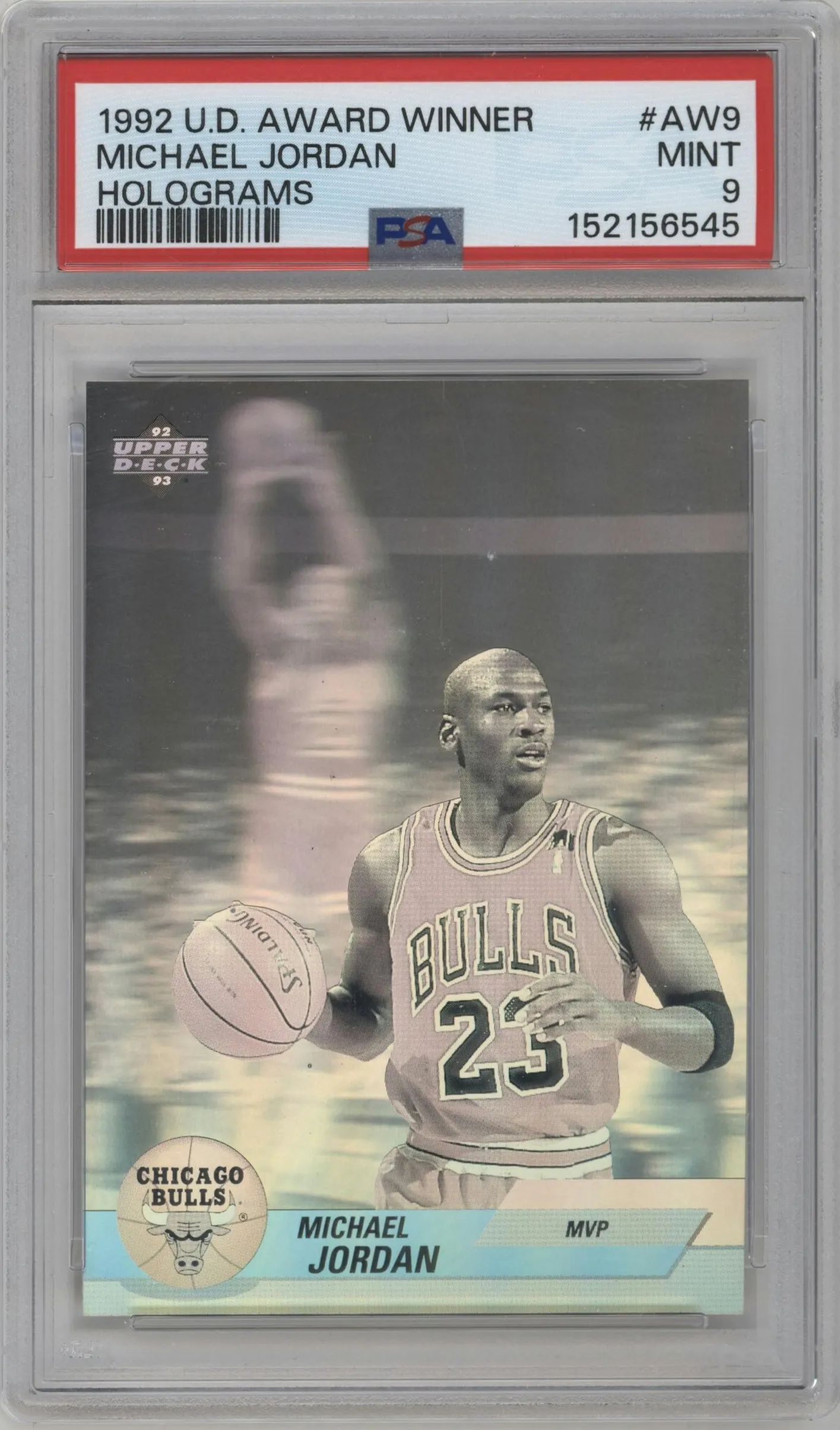1992 Upper Deck Award Winner Holograms Michael Jordan #AW9 PSA 9
