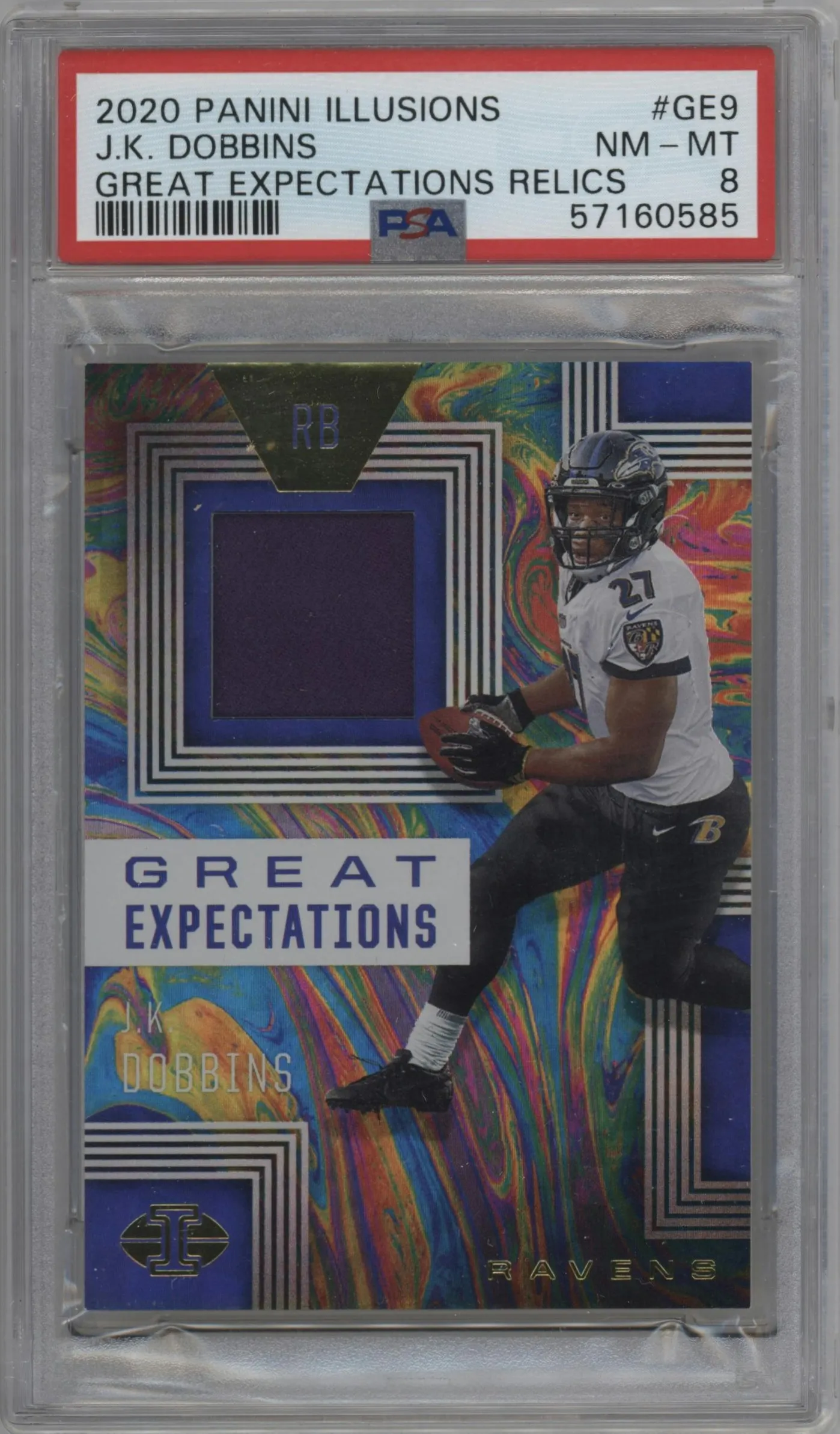 2020 Panini Illusions Great Ex.Rlc. J.K. Dobbins #GE9 PSA 8