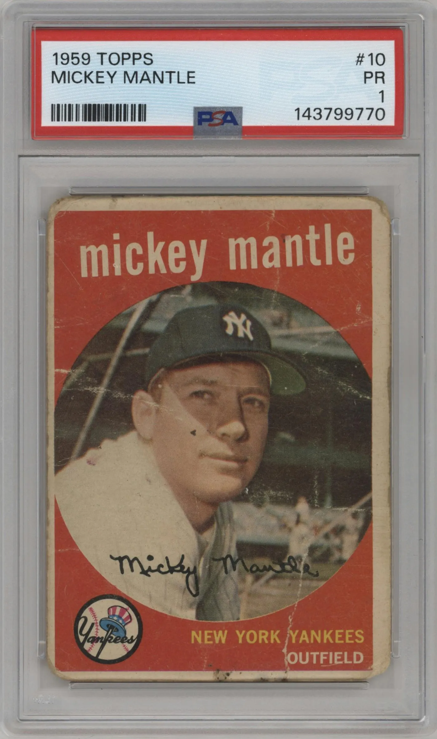 1959 Topps Mickey Mantle #10 PSA 1