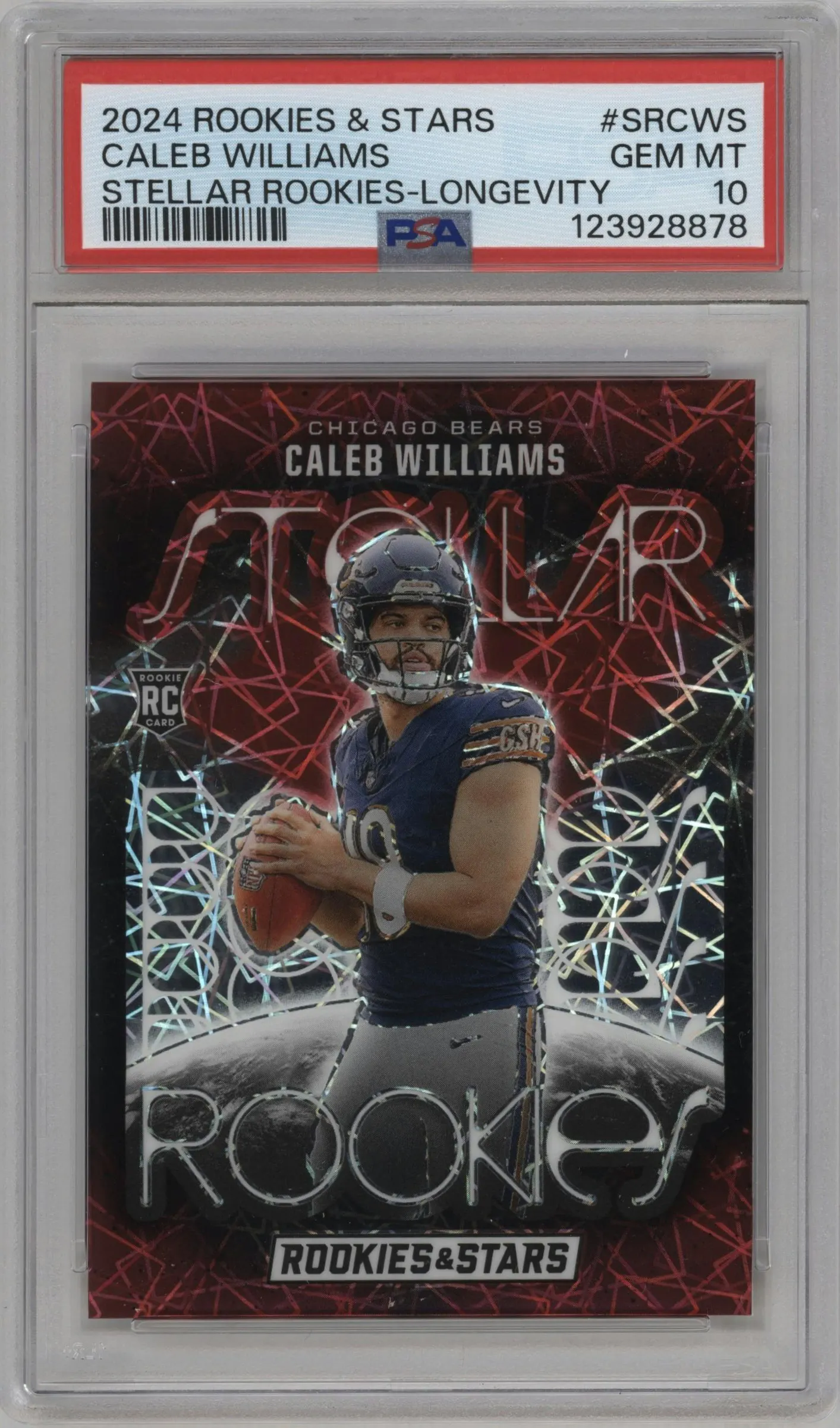 2024 Panini Rookies & Stars Stellar Rke. Caleb Williams Longevity #SR-CWS PSA 10