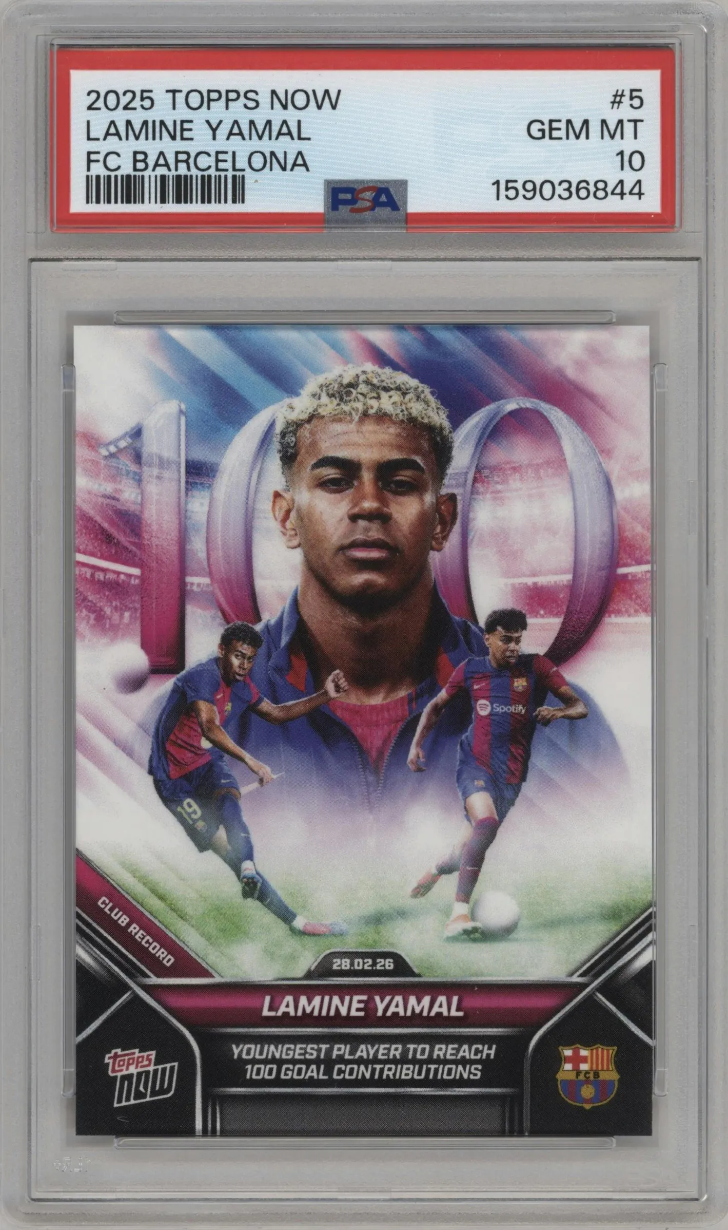 2025 Topps Now FC Barcelona Lamine Yamal PSA 10