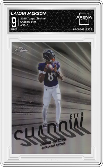 2025 Topps Chrome Shadow Etch Lamar Jackson #SE-3 ARENA CLUB 9