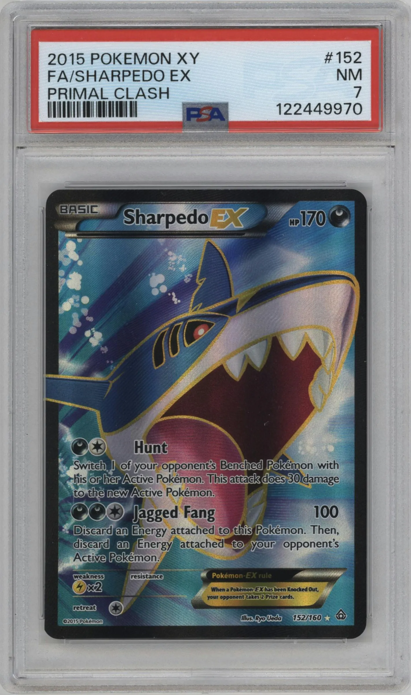 2015 Pokemon XY Primal Clash Sharpedo EX #152 PSA 7