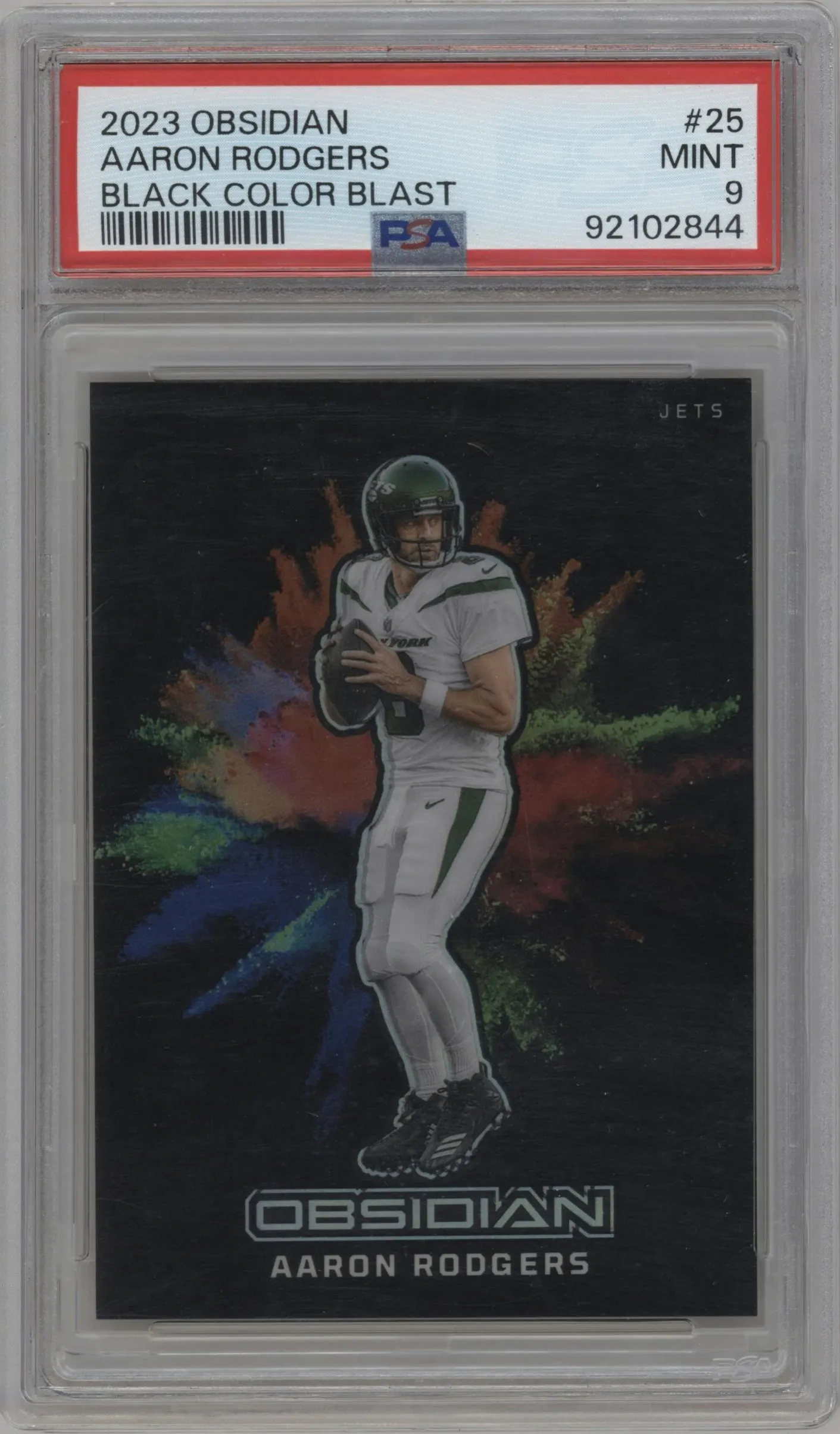 2023 Panini Obsidian Black Color Blast Aaron Rodgers #25 PSA 9