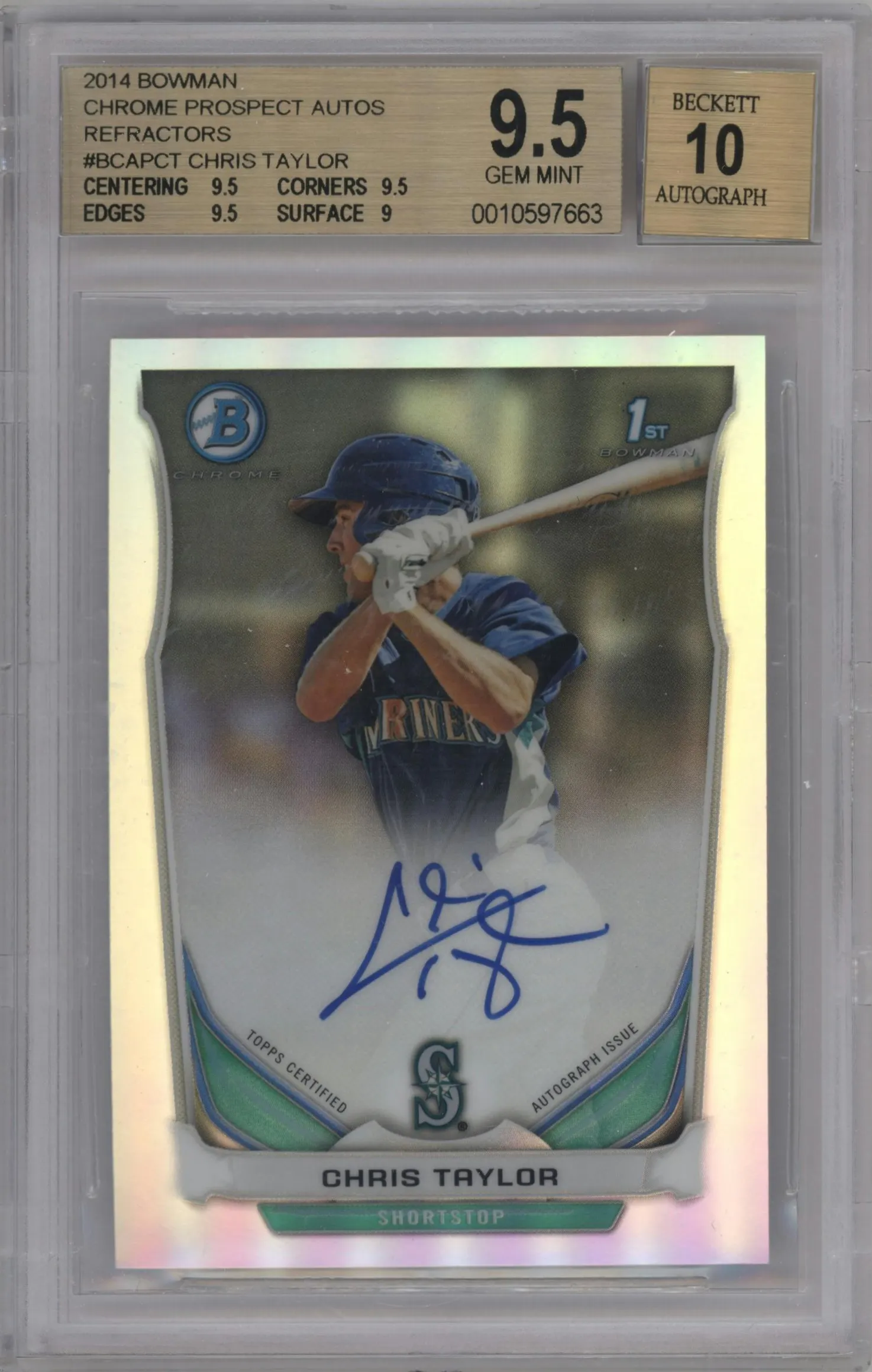 2014 Bowman Chr.Pros.Auto Chris Taylor Refractor #BCAP-CT BGS 9.5