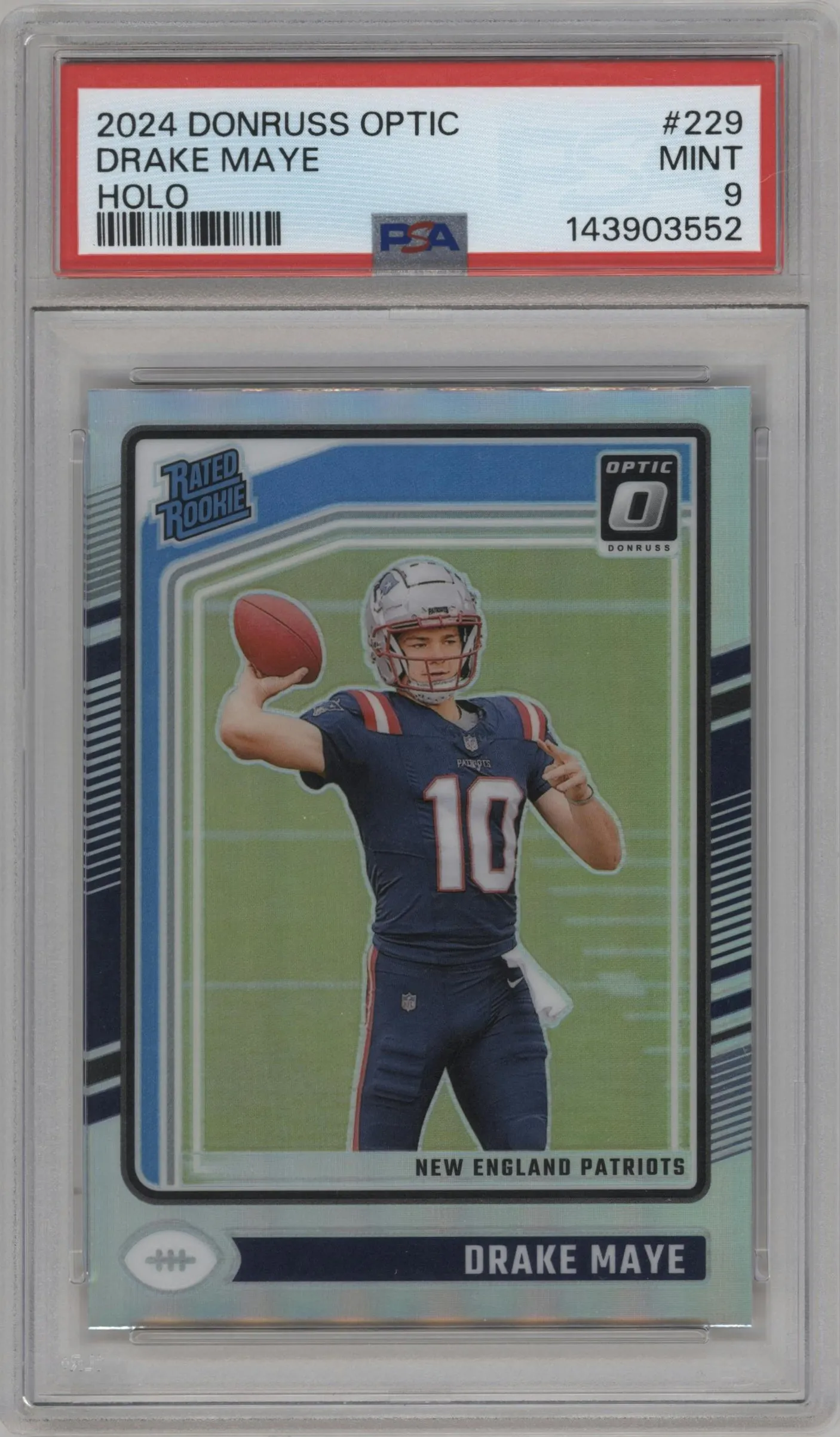 2024 Donruss Optic Rated Rookie Drake Maye Holo #229 PSA 9