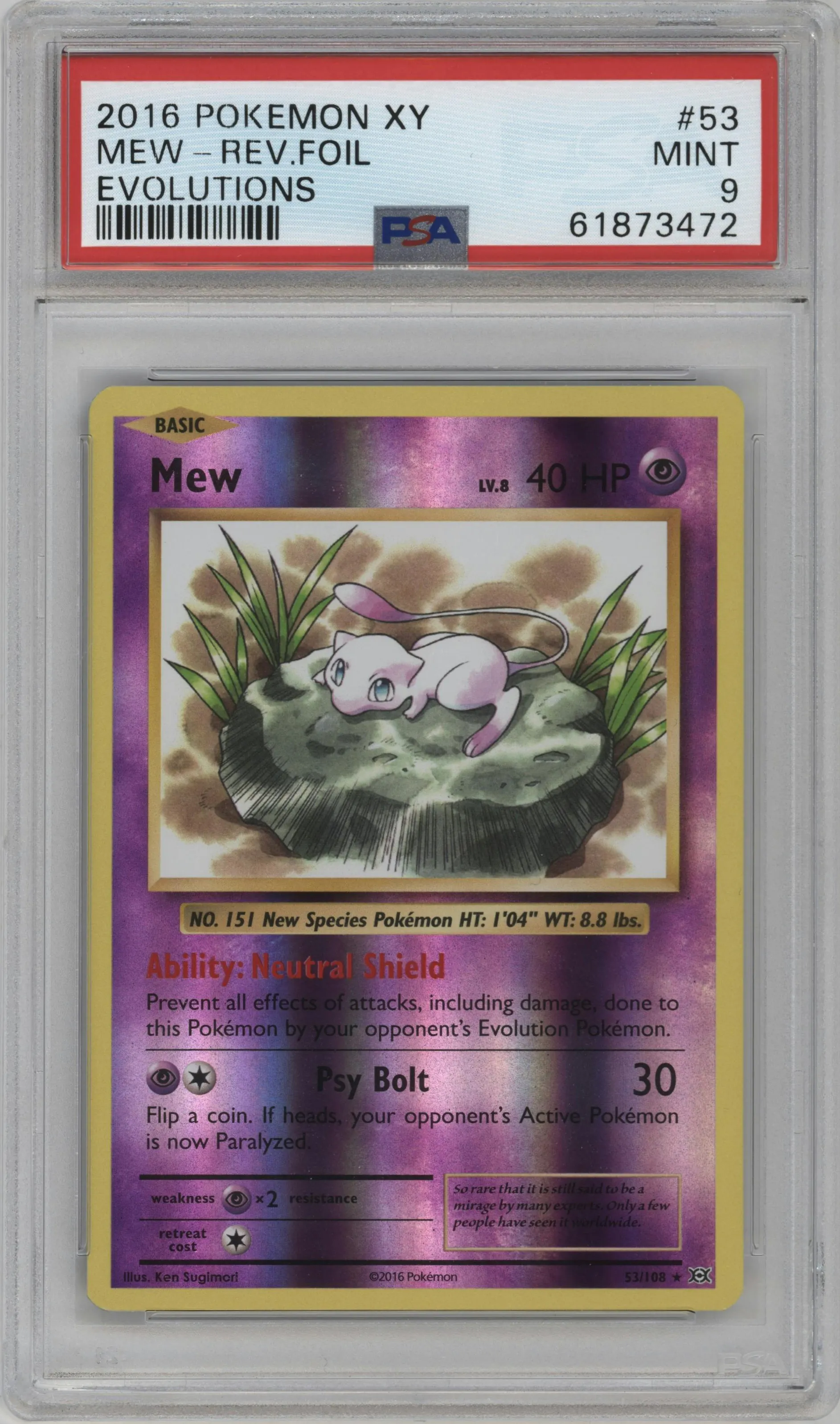 2016 Pokemon XY Evolutions Mew #53 PSA 9