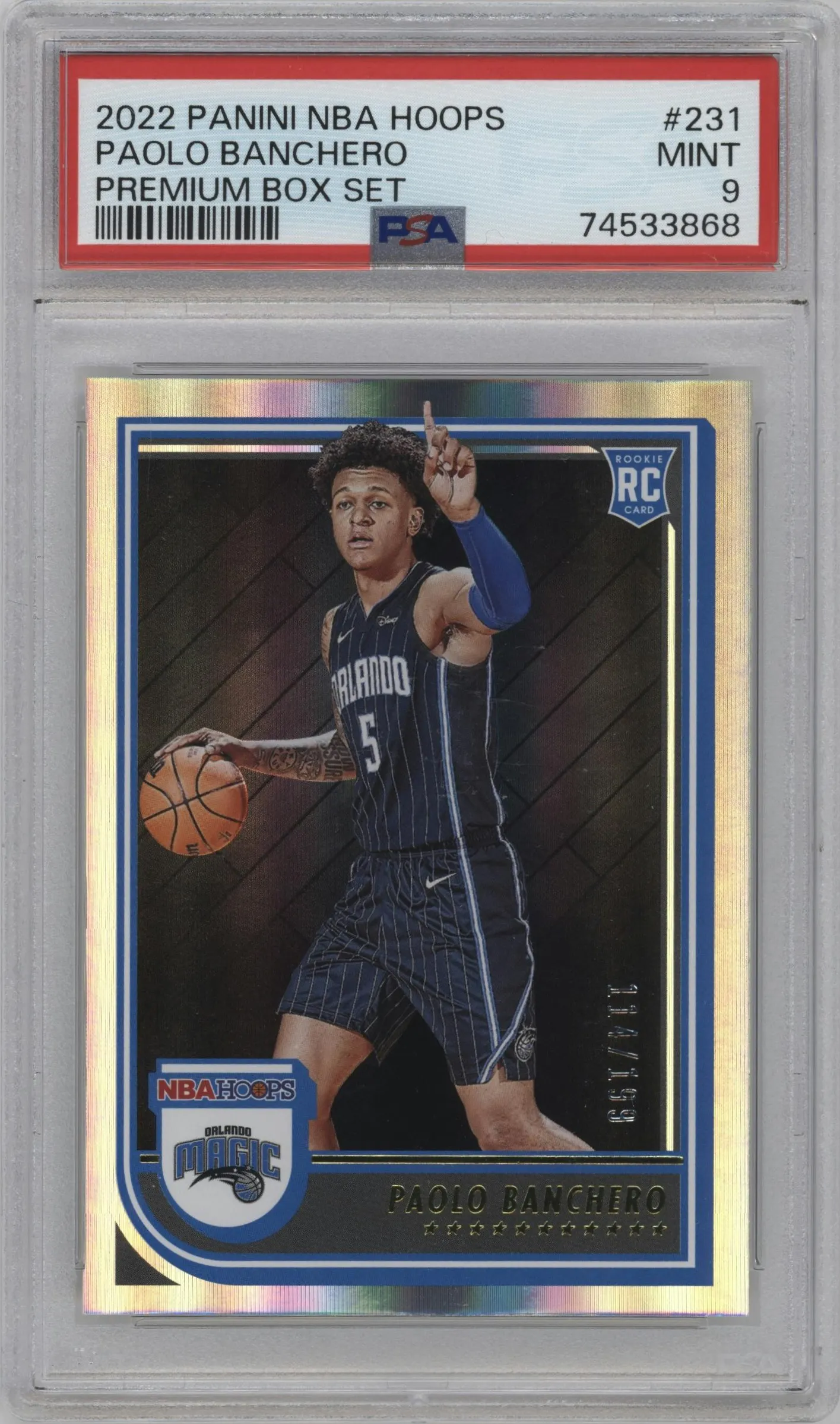 2022 Panini NBA Hoops Paolo Banchero Premium Box Set #231 PSA 9