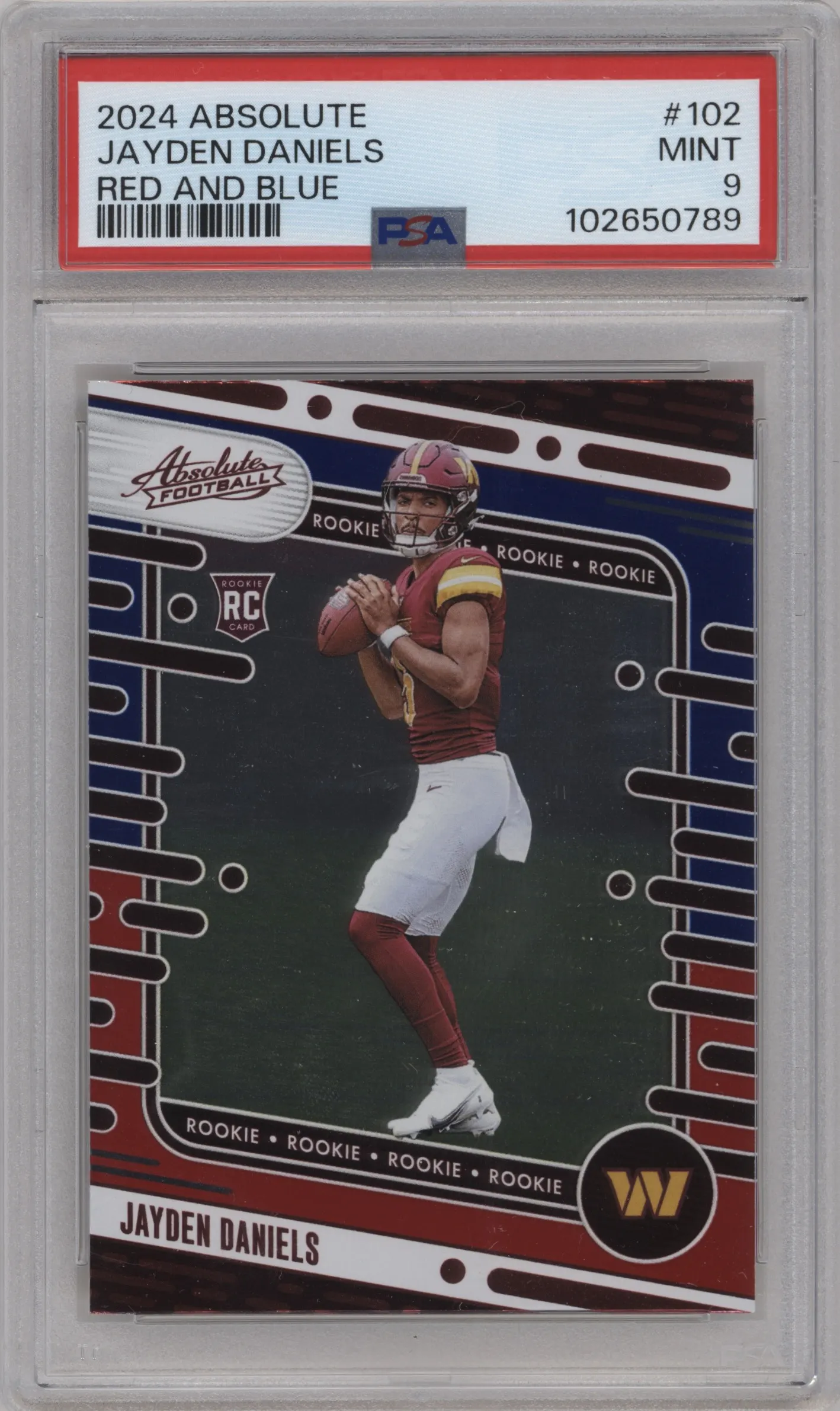 2024 Panini Absolute Jayden Daniels Red/Blue #102 PSA 9