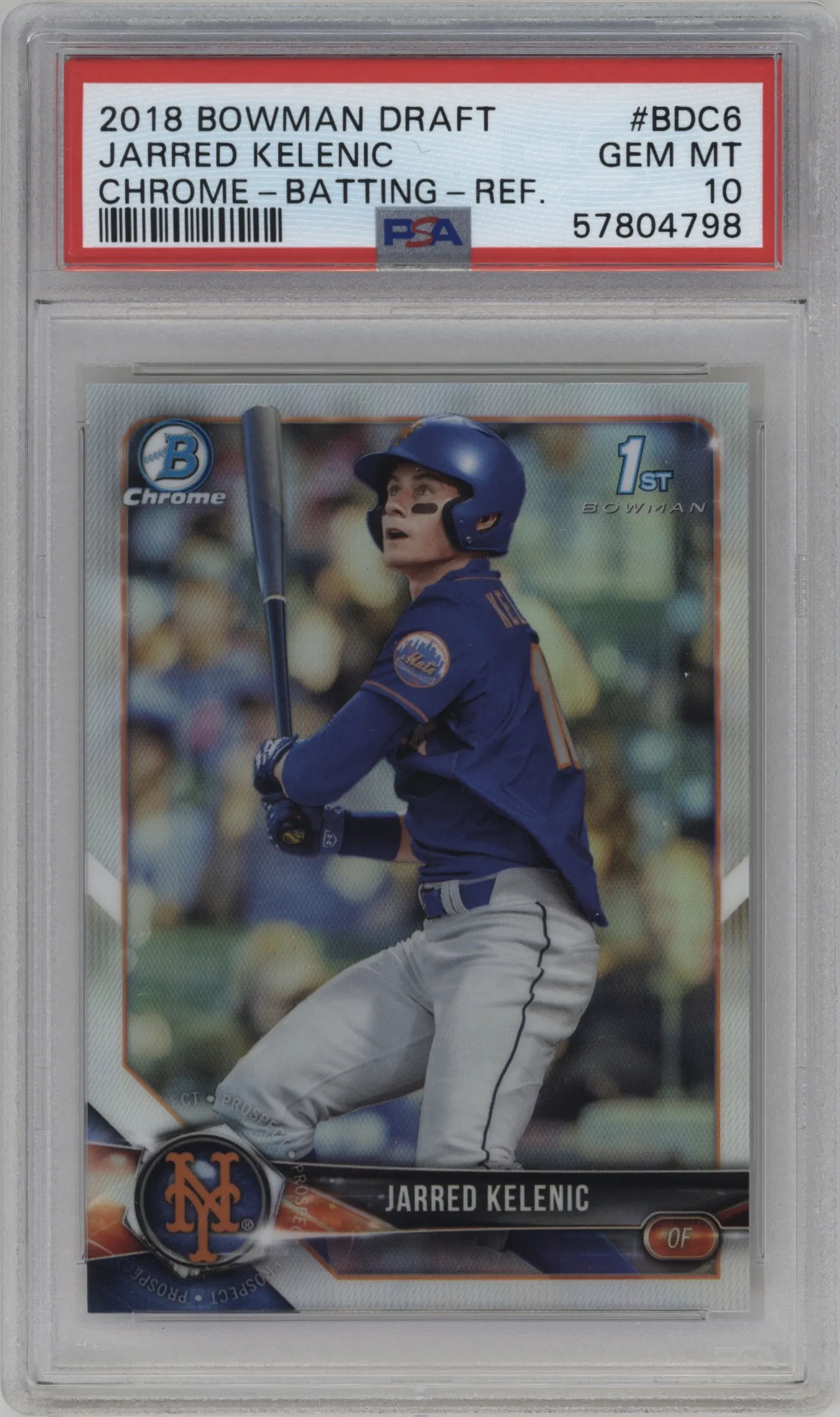 2018 Bowman Draft Chrome Jarred Kelenic Refractor #BDC-6 PSA 10