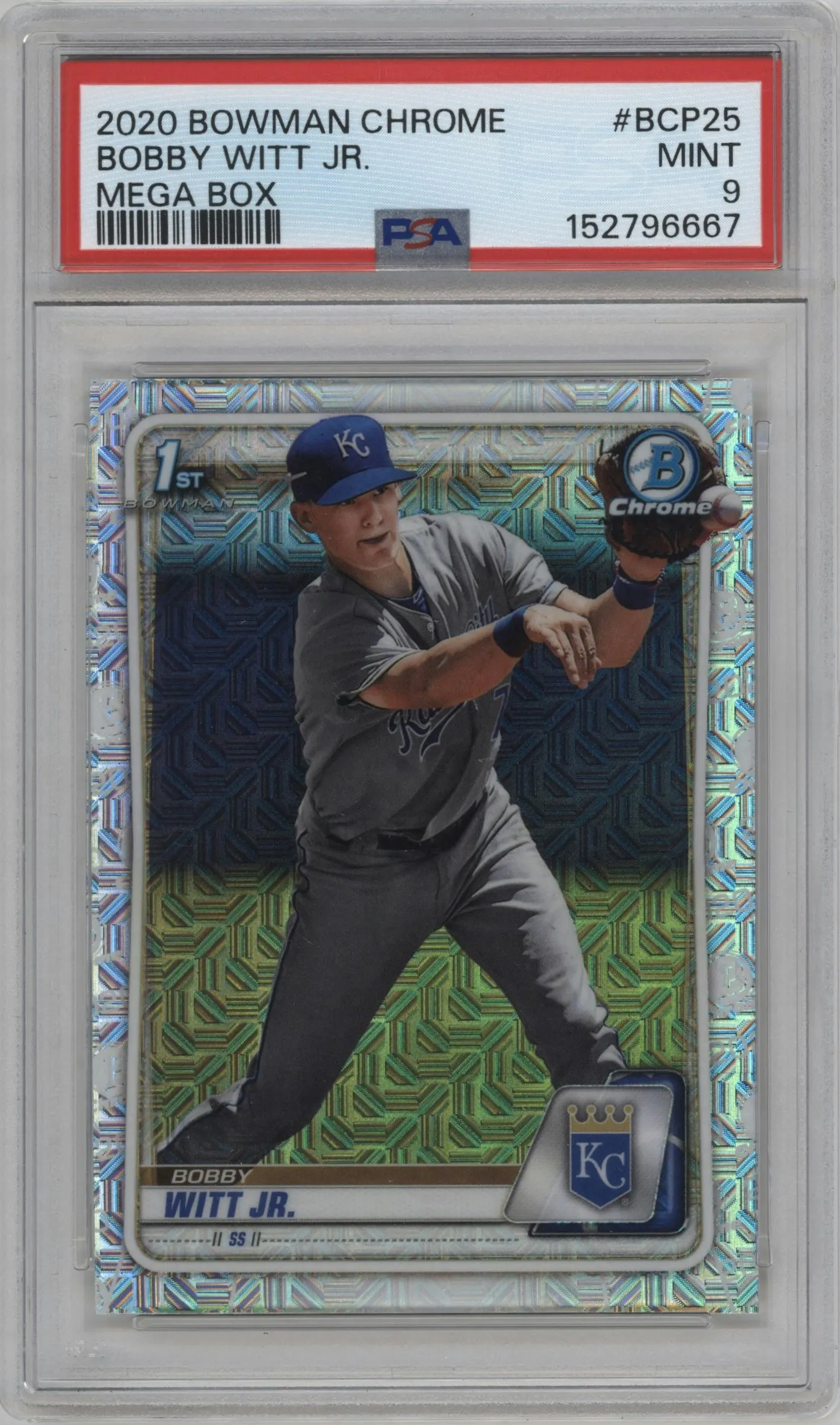2020 Bowman Mega Box Chrome Chrome Prospect Bobby Witt Jr. #BCP-25 PSA 9