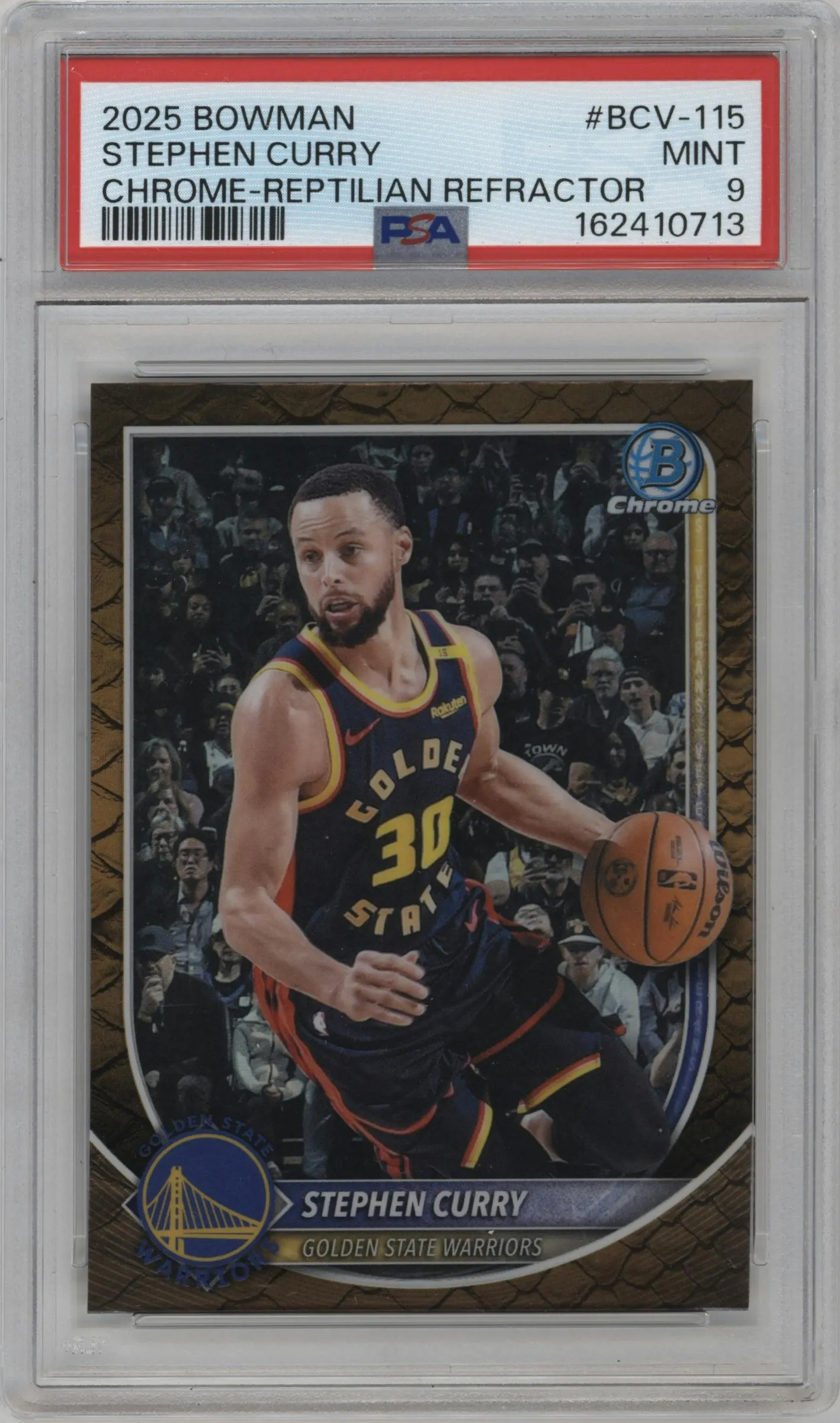 2025 Bowman Chrome Stephen Curry Reptilian Refractor PSA 9