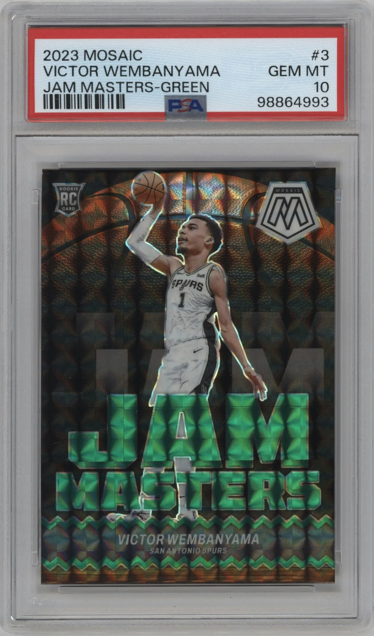 2023 Panini Mosaic Jam Masters Victor Wembanyama Green Mosaic #3 PSA 10
