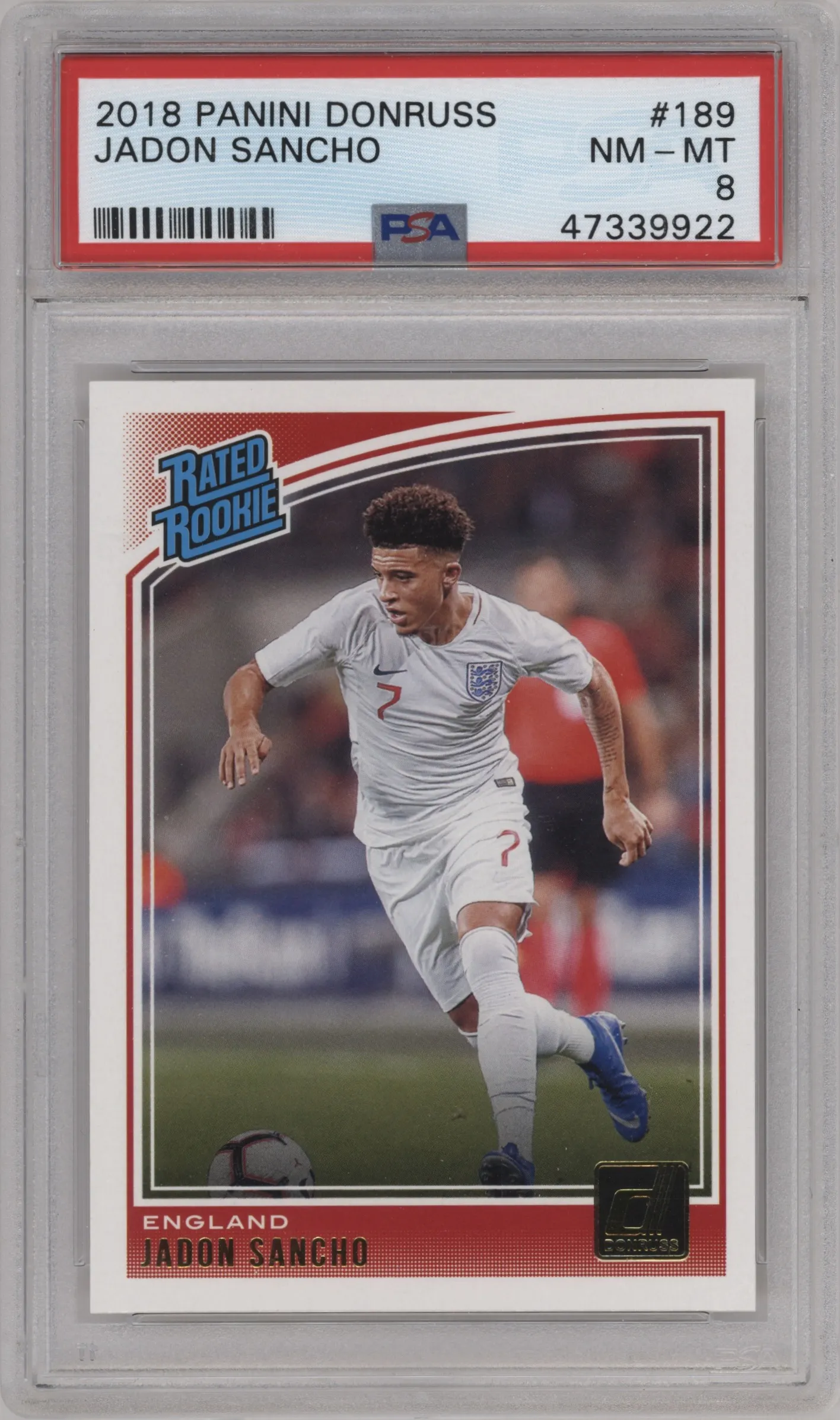 2018 Panini Donruss Rated Rookie Jadon Sancho PSA 8