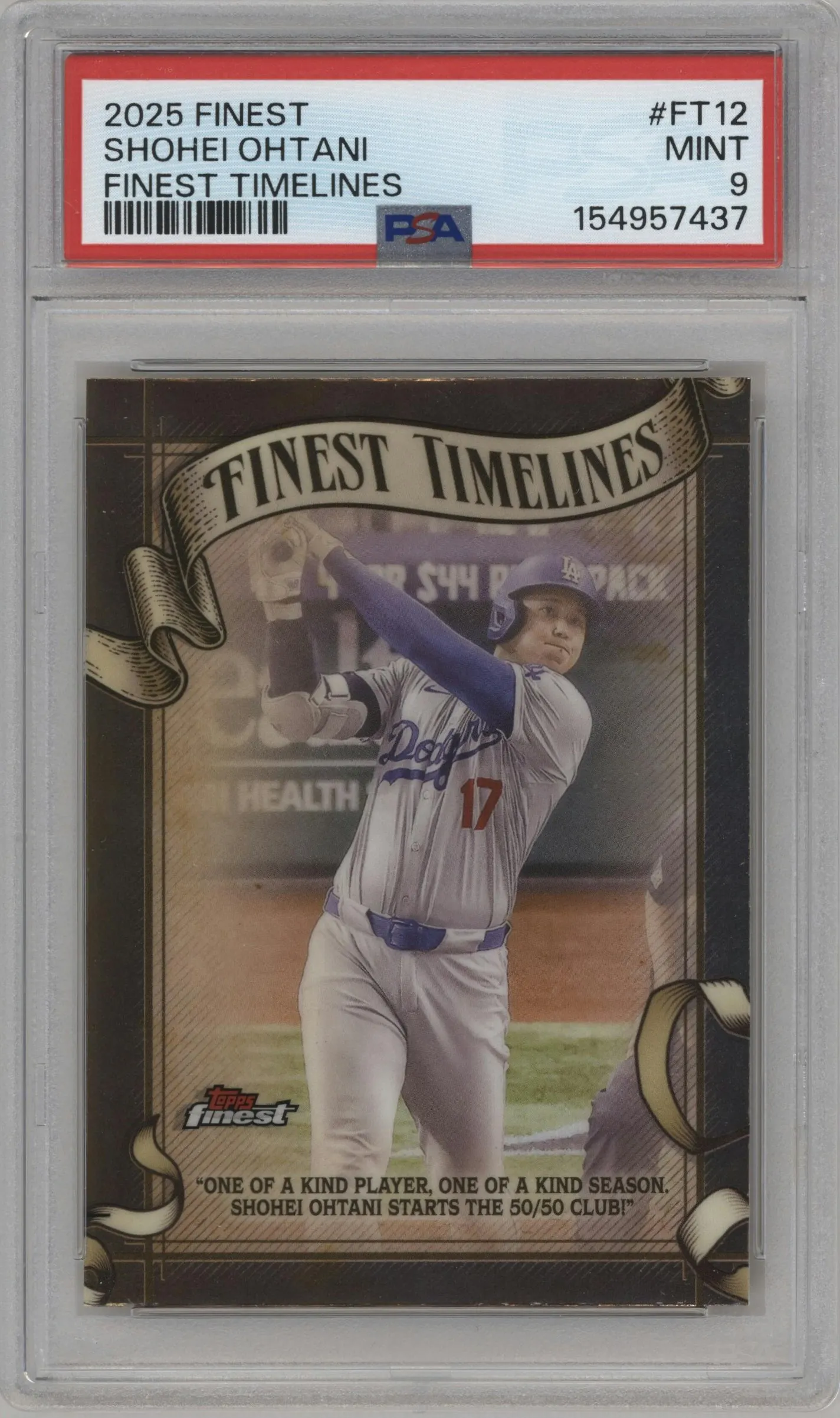 2025 Topps Finest Finest Timelines Shohei Ohtani #FT-12 PSA 9