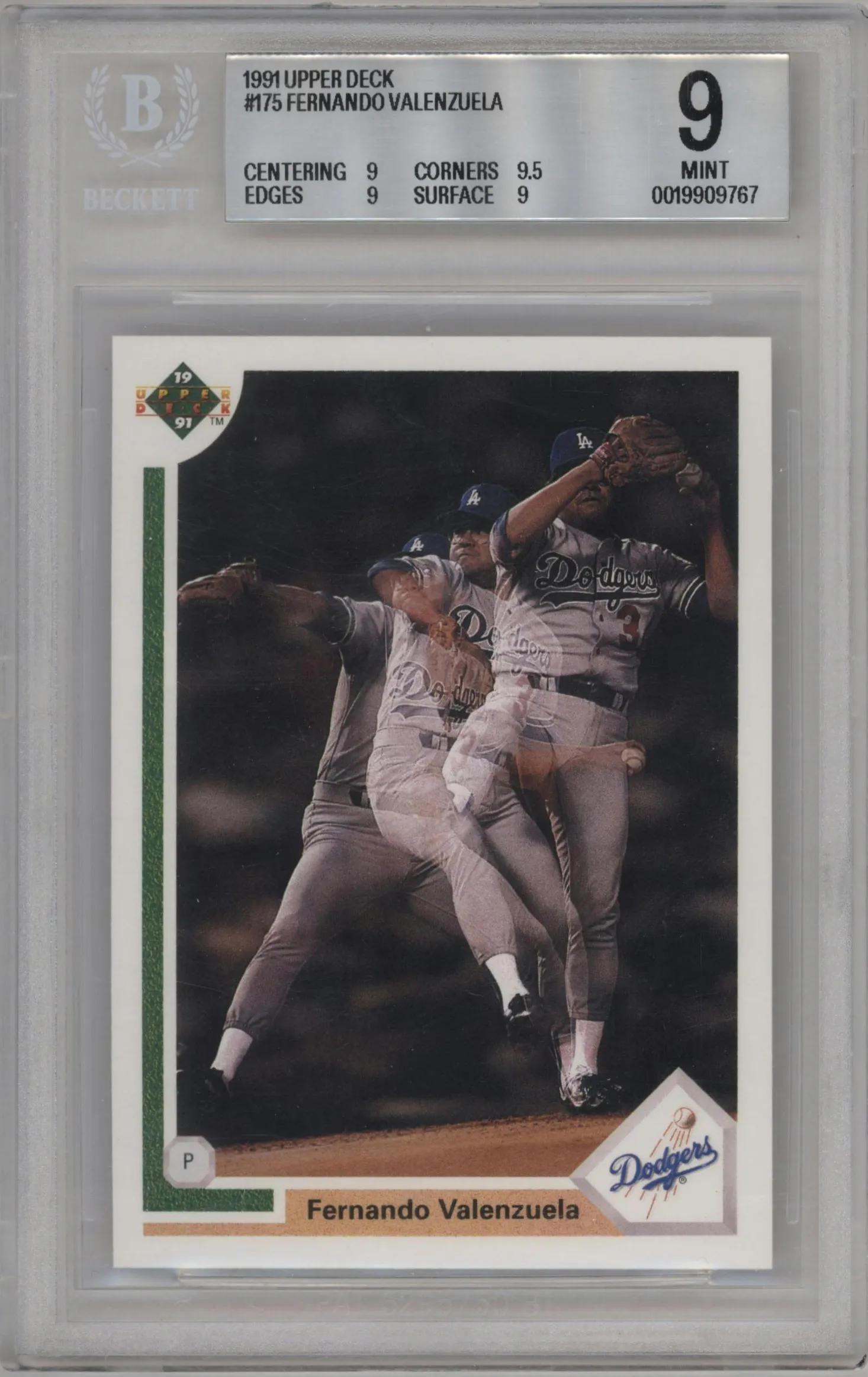 1991 Upper Deck Fernando Valenzuela #175 BGS 9