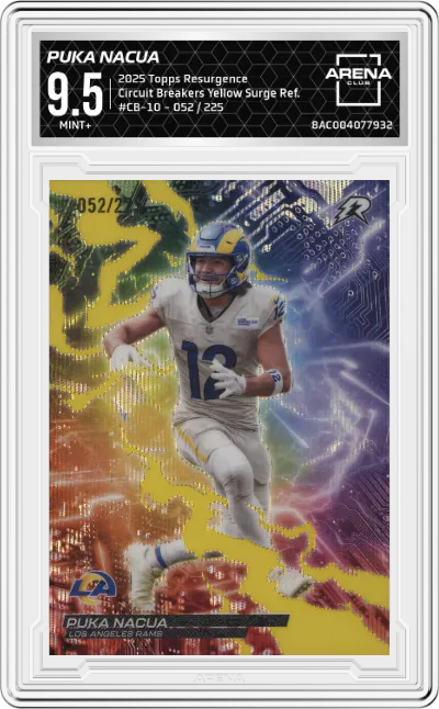 2025 Topps Resurgence Circuit Breakers Puka Nacua Yellow Surge Refractor #CB-10 ARENA CLUB 9.5
