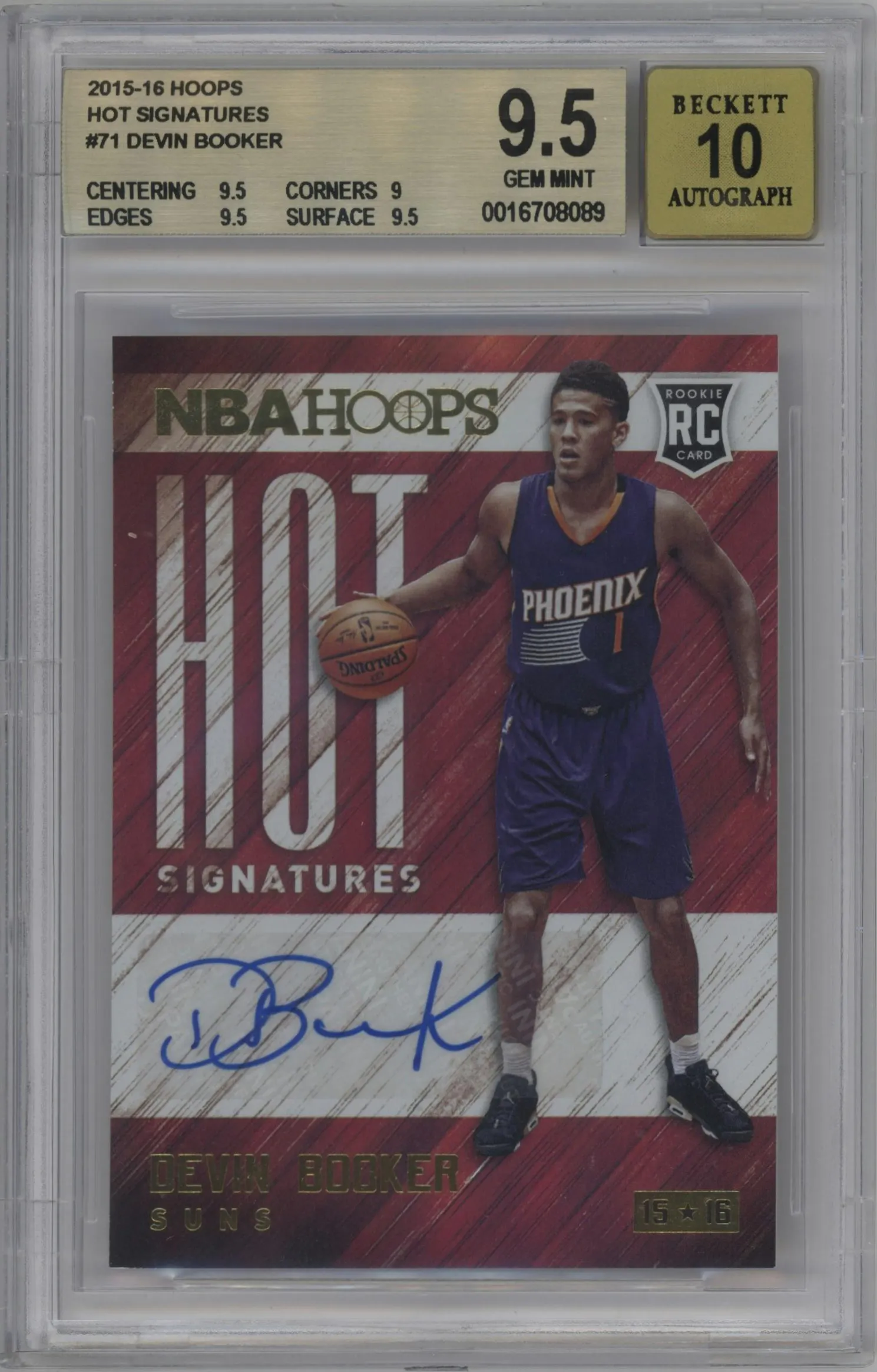 2015 Panini NBA Hoops Hot Sig. Devin Booker #HS-DB BGS 9.5