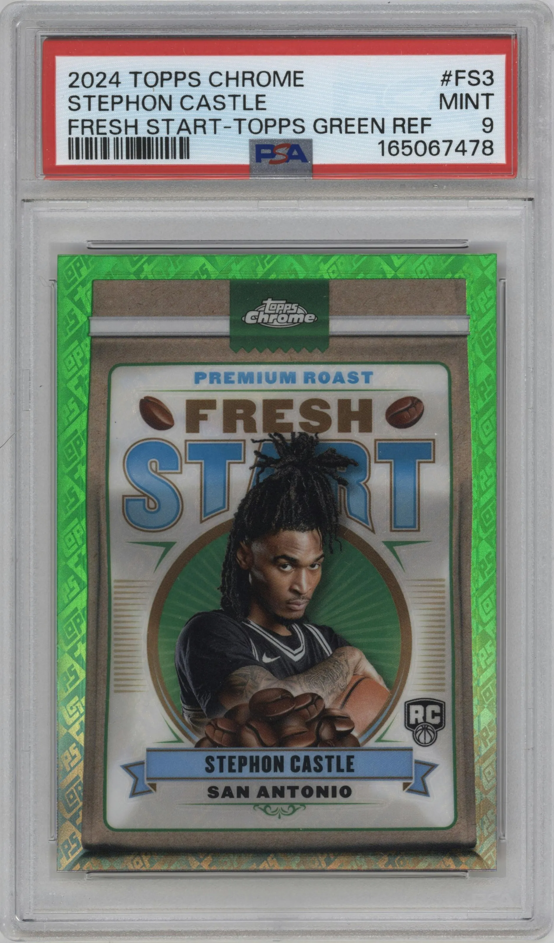 2024 Topps Chrome Fresh Start Stephon Castle Topps Green Refractor PSA 9