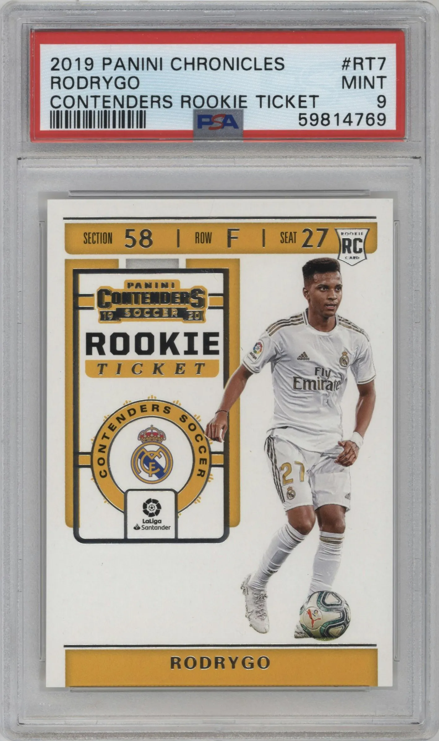 2019 Panini Chronicles Cont.Rke.Tkt. Rodrygo #RT-7 PSA 9