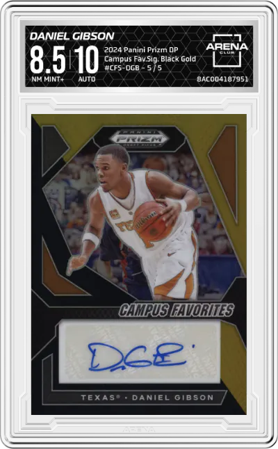 2024 Panini Prizm Draft Picks Campus Fav.Sig. Daniel Gibson Black Gold Prizm #CFS-DGB ARENA CLUB 8.5