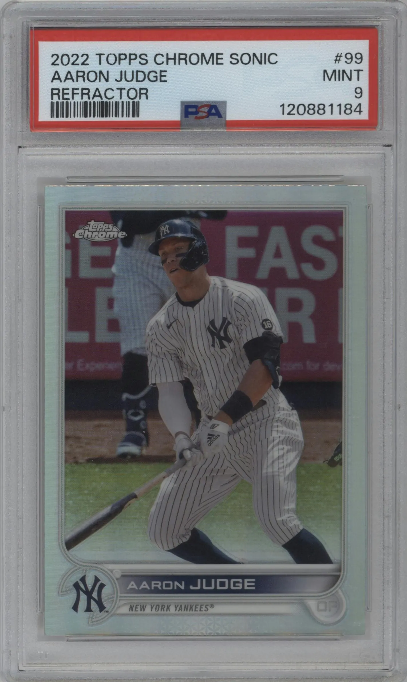 2022 Topps Chrome Sonic Aaron Judge Refractor #99 PSA 9