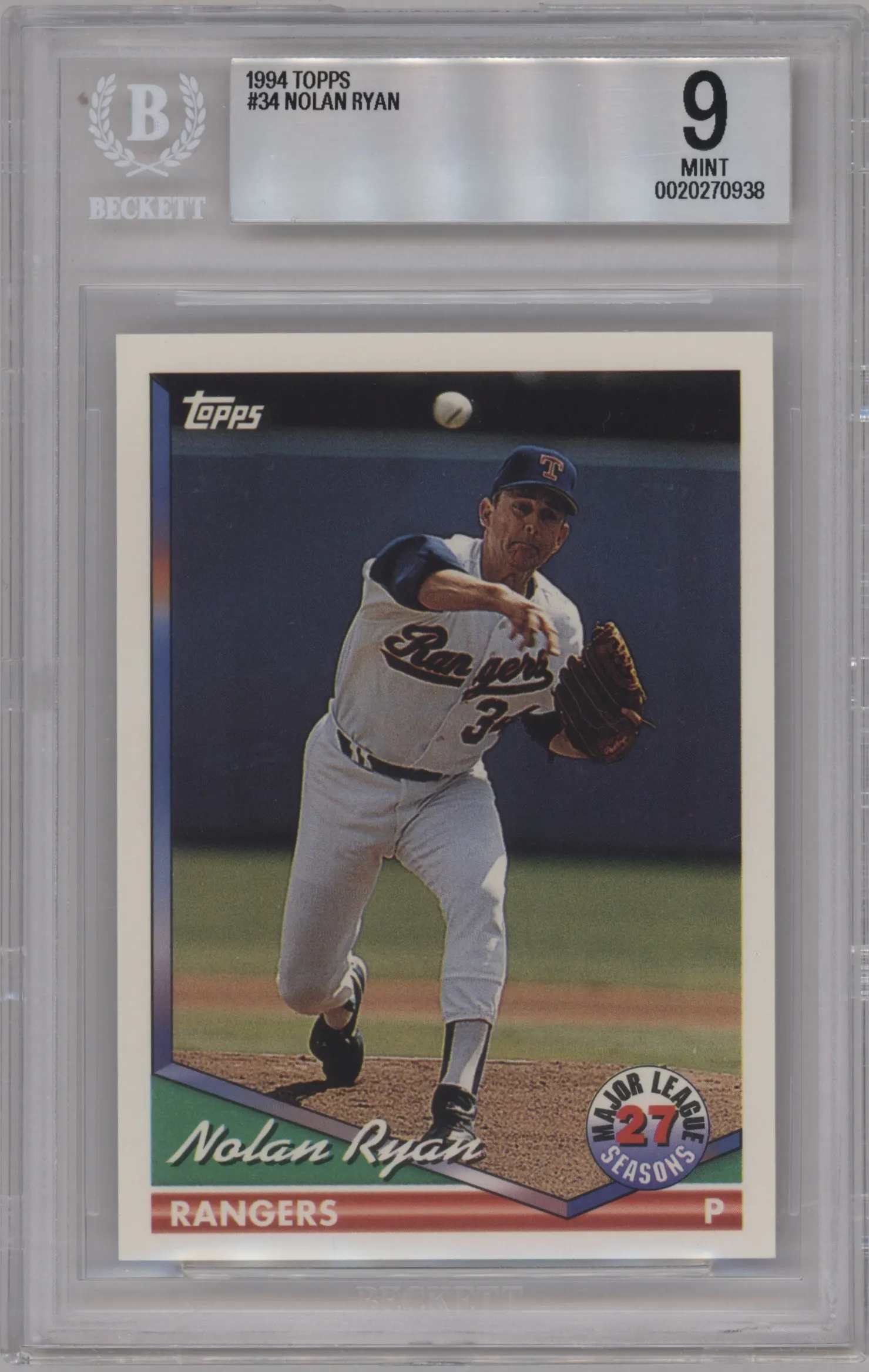 1994 Topps Nolan Ryan BGS 9