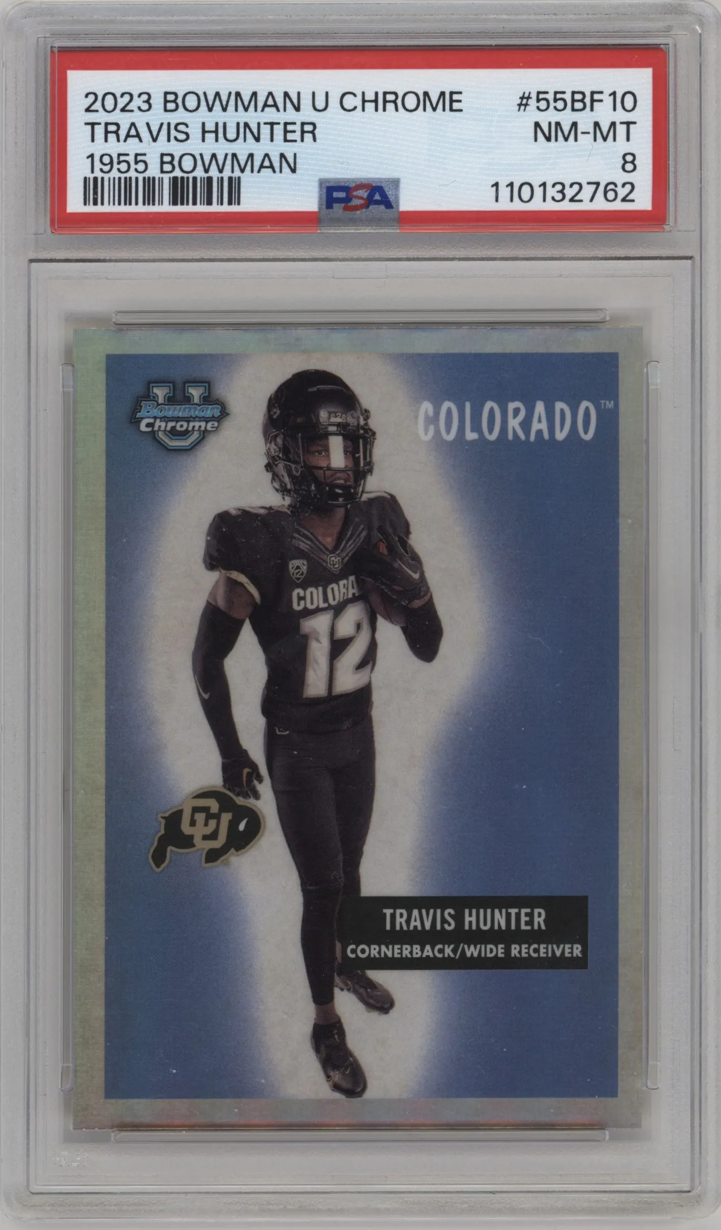 2023 Bowman Chrome University 1955 Bowman Travis Hunter #55BF-10 PSA 8