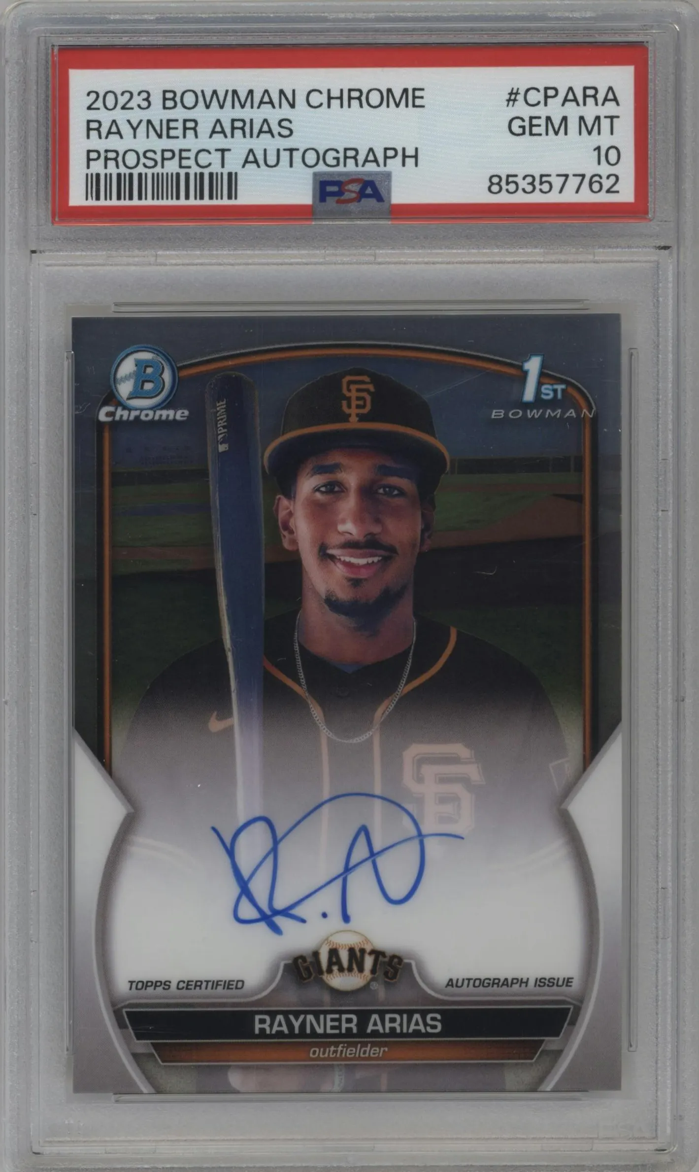 2023 Bowman Chrome Chr.Pros.Auto Rayner Arias #CPA-RA PSA 10