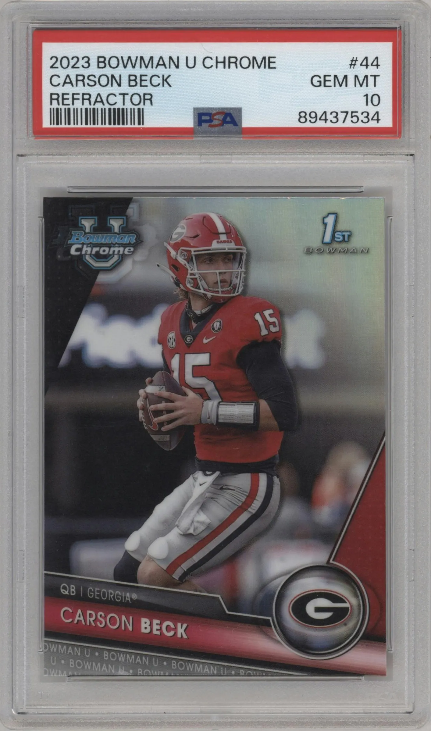 2023 Bowman Chrome University Carson Beck Refractor #44 PSA 10